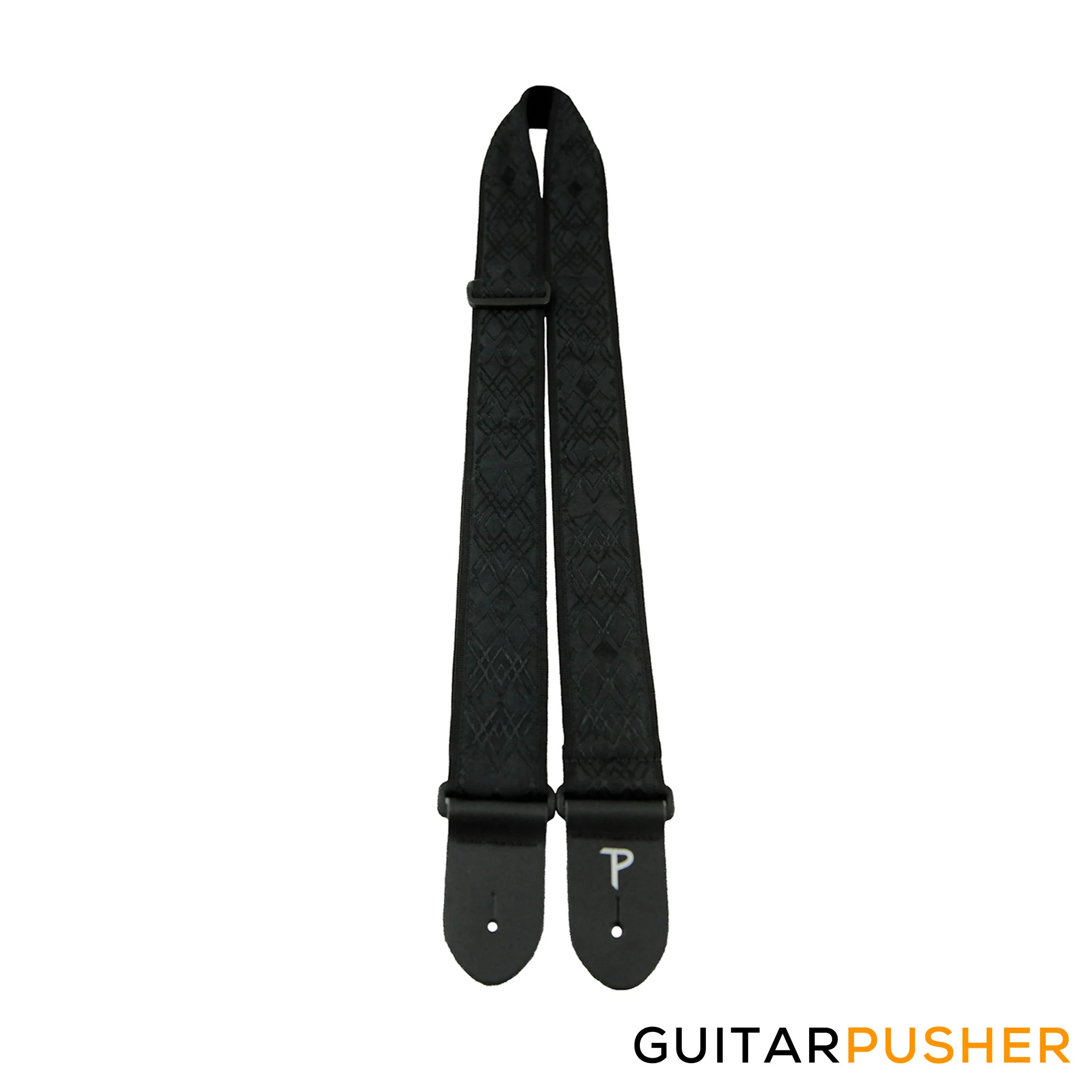 Perri's Leather Jacquard 2" Guitar Strap Ribbon Sewn on Tubular Webbing w/ Leather Ends - Image 2