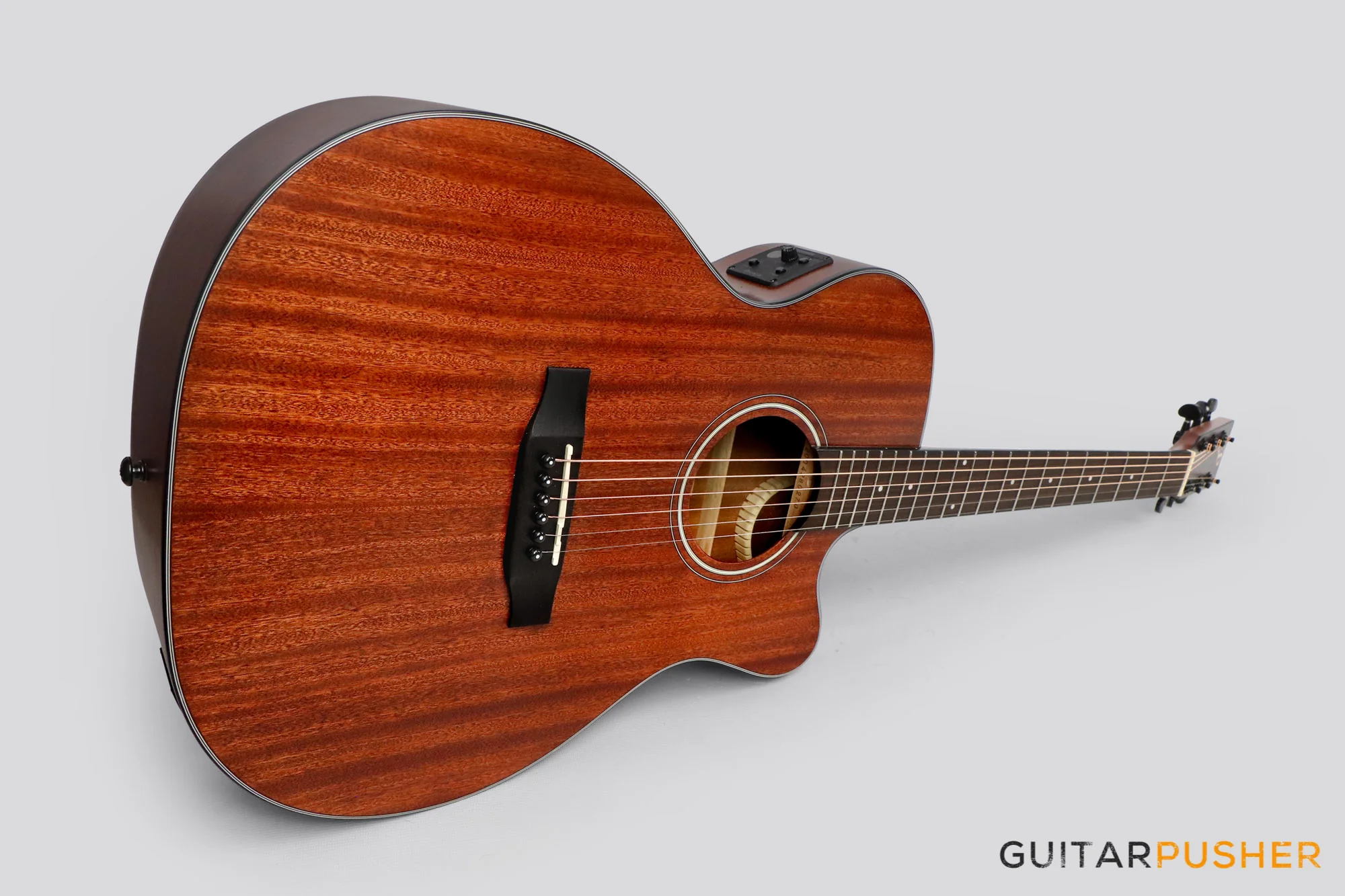 Phoebus PG-20NCE v3 All-Mahogany OM/000 (3rd Gen.) Acoustic-Electric Guitar w/ Gig Bag - Image 3