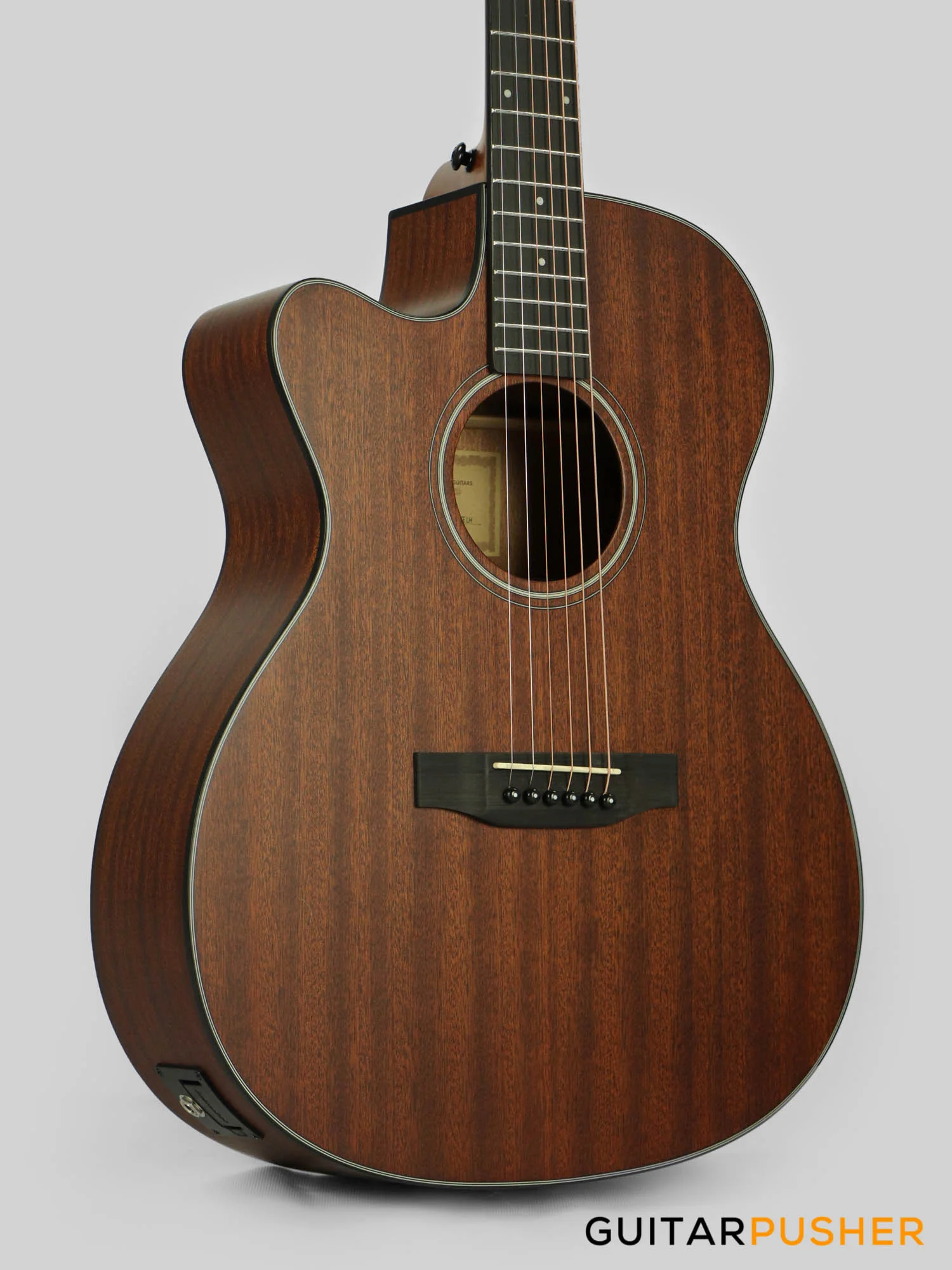 Phoebus PG-20Nce V3 OM All-Mahogany Acoustic-Electric Guitar w/ Gig Bag - LEFT HAND - Image 4