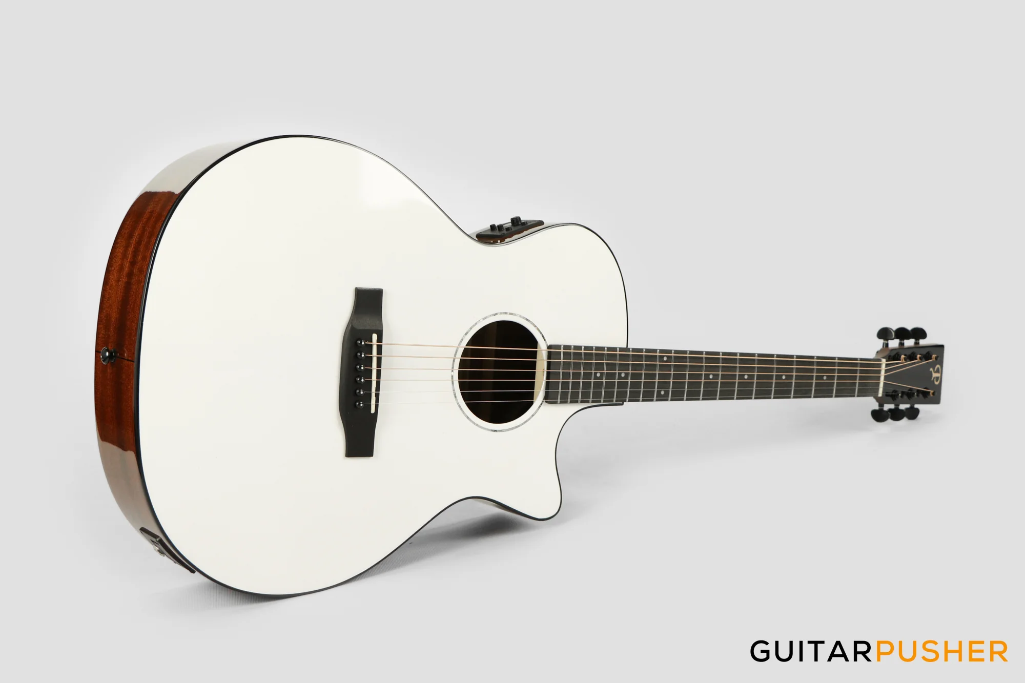 Phoebus PG-40ce v3 Solid Top OM (3rd Gen.) Acoustic-Electric Guitar - White w/ Gig Bag - Image 12