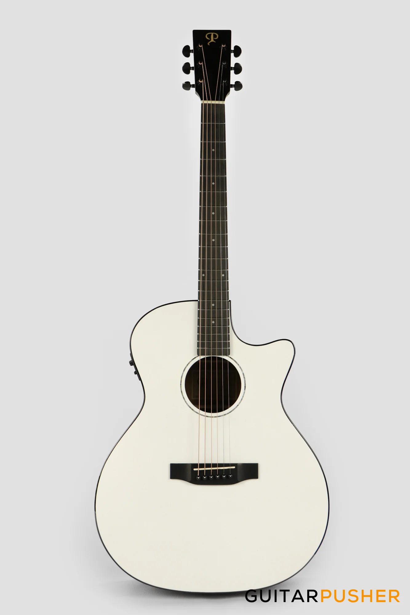 Phoebus PG-40ce v3 Solid Top OM (3rd Gen.) Acoustic-Electric Guitar - White w/ Gig Bag - Image 2
