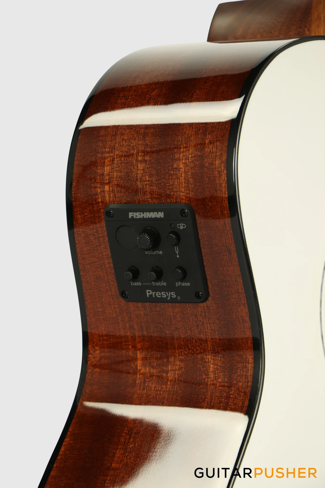 Phoebus PG-40ce v3 Solid Top OM (3rd Gen.) Acoustic-Electric Guitar - White w/ Gig Bag - Image 9
