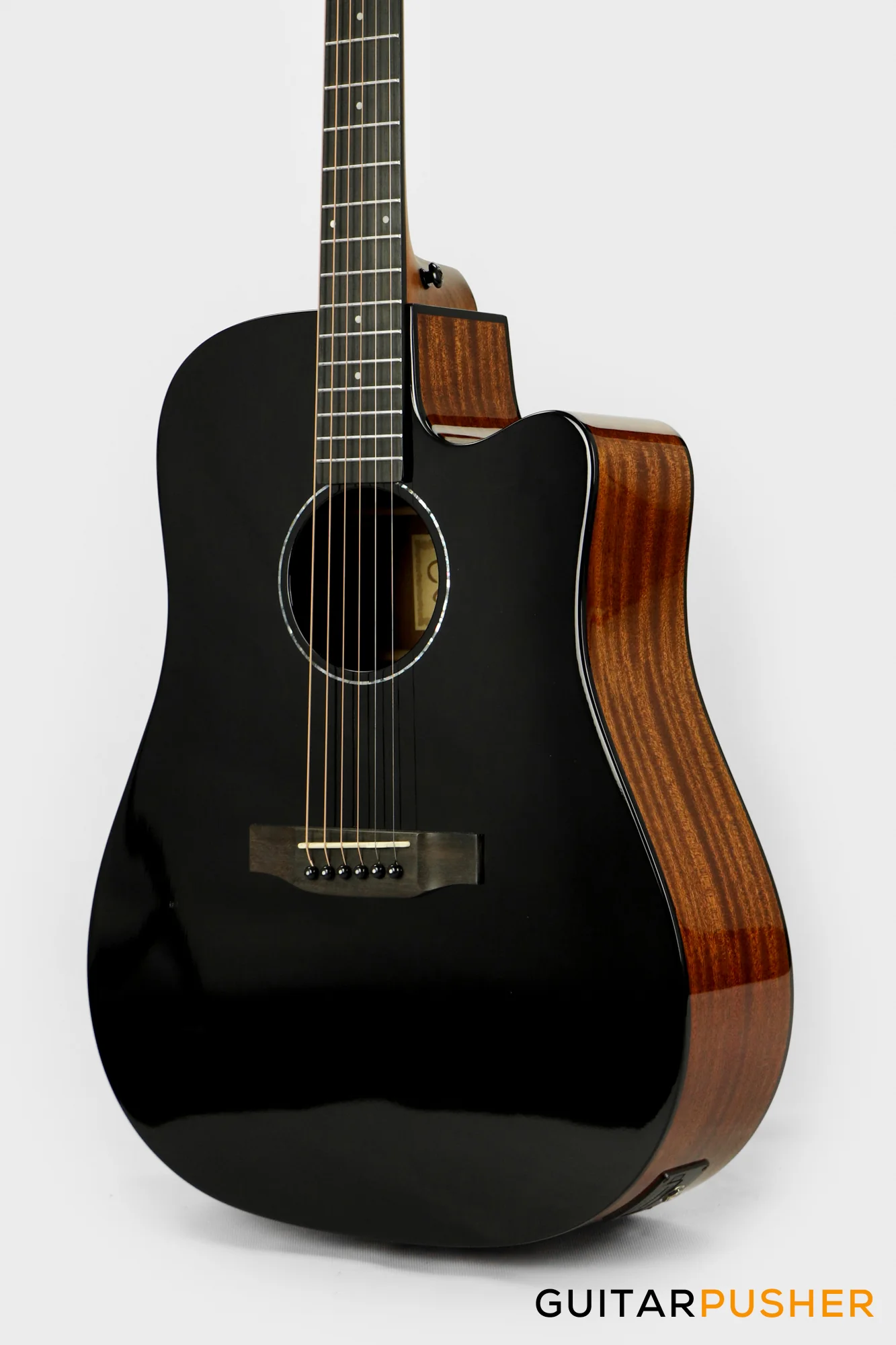 Phoebus PG-50ce v3 Solid Top Dreadnought (3rd Gen.) Acoustic-Electric Guitar - Black w/ Gig Bag - Image 11