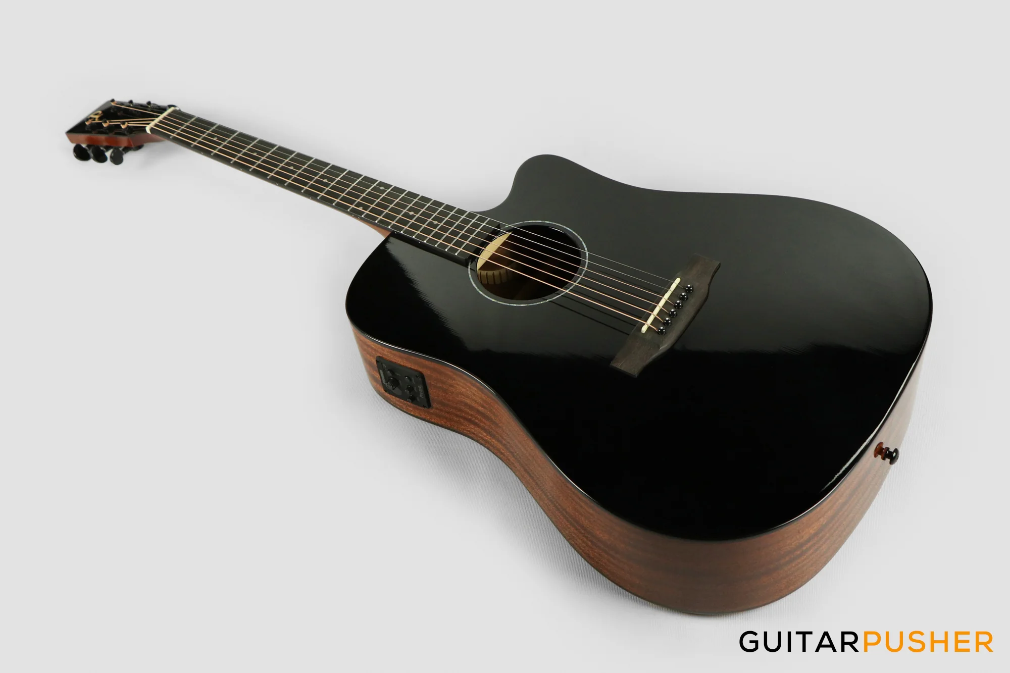 Phoebus PG-50ce v3 Solid Top Dreadnought (3rd Gen.) Acoustic-Electric Guitar - Black w/ Gig Bag - Image 12