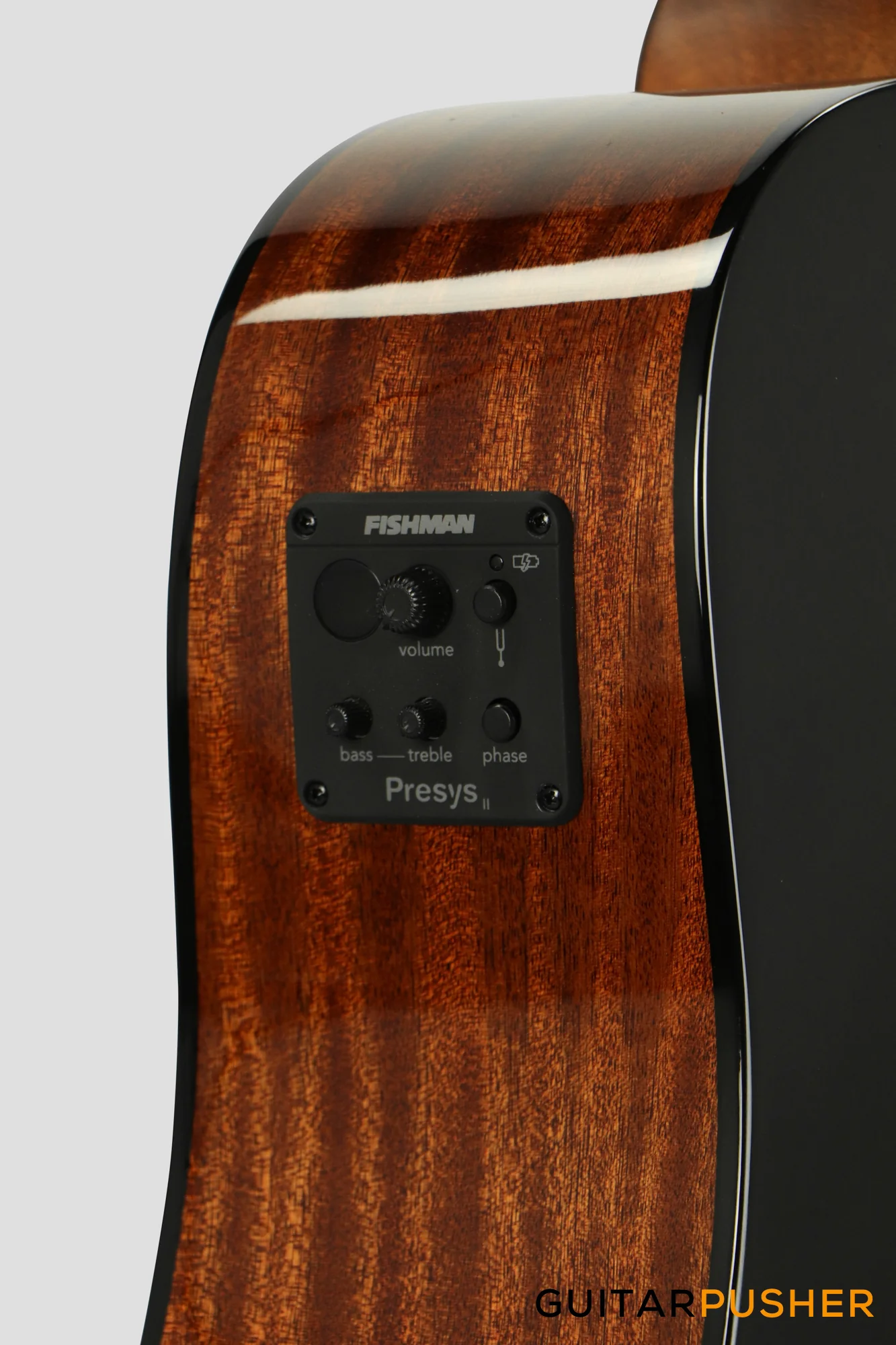 Phoebus PG-50ce v3 Solid Top Dreadnought (3rd Gen.) Acoustic-Electric Guitar - Black w/ Gig Bag - Image 8