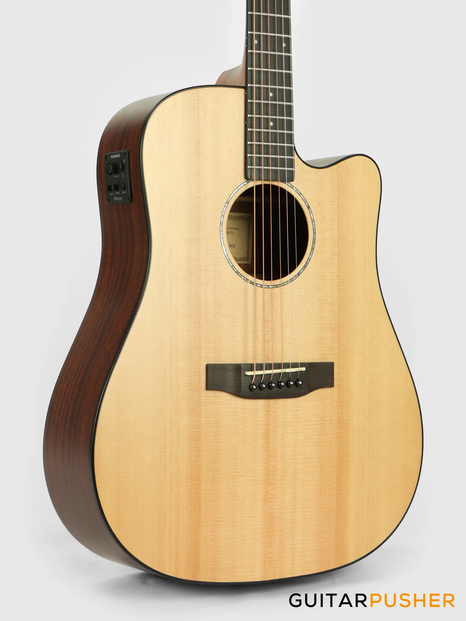 Phoebus PG-50ce v3 Solid Top Dreadnought (3rd Gen.) Acoustic-Electric Guitar w/ Gig Bag - Image 4