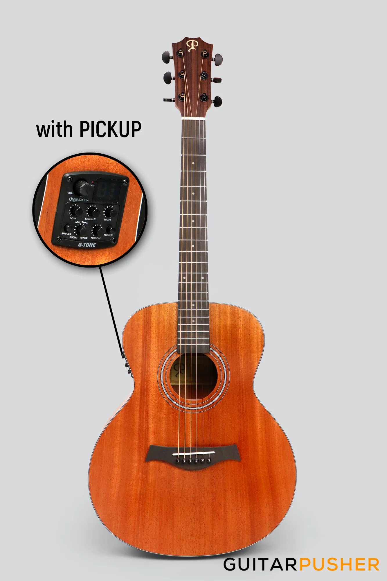 Phoebus Progeny Baby-10N GSe All-Mahogany GS Mini Acoustic-Electric Guitar w/ Gig Bag - Image 2