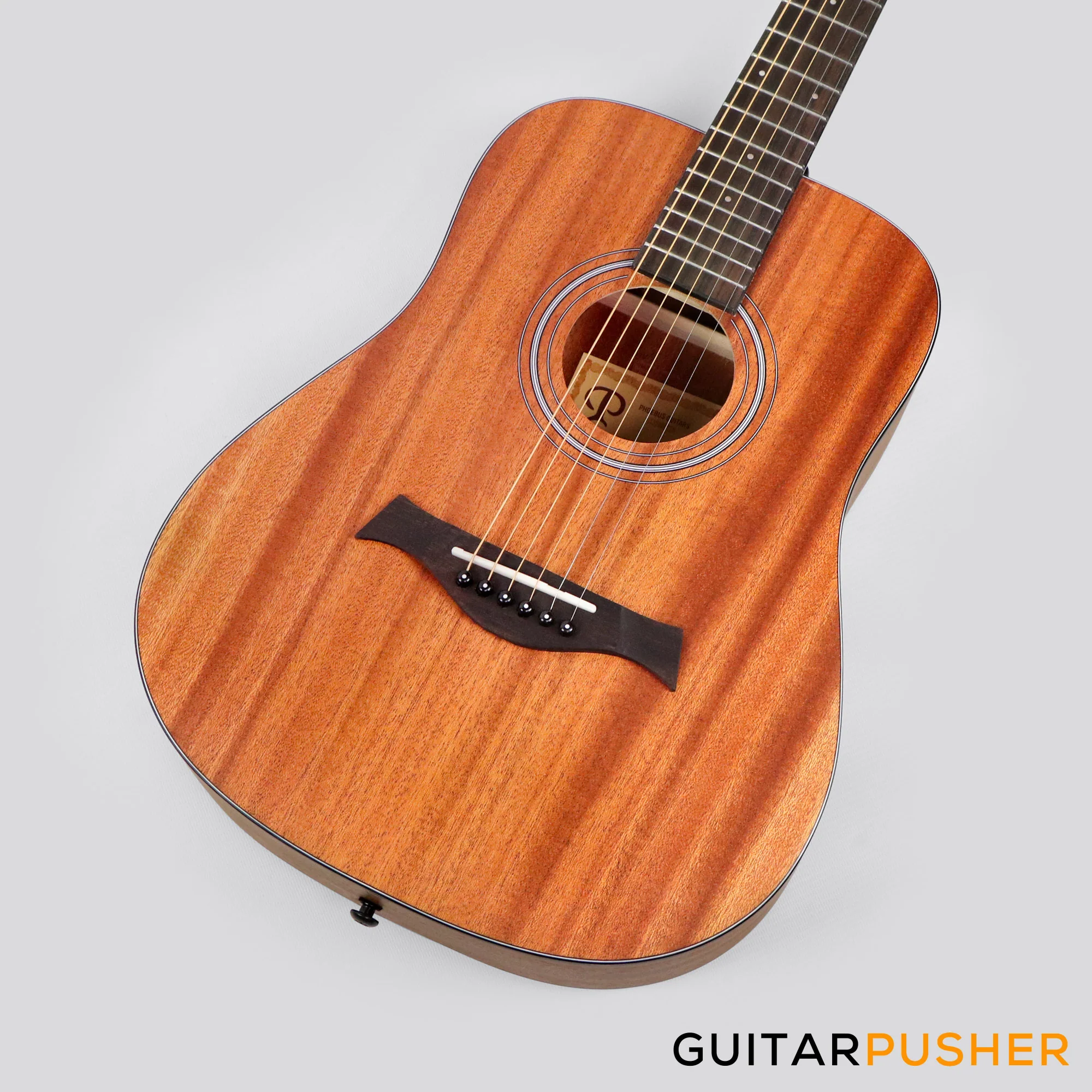 Phoebus Progeny Baby-10N Mini Dreadnought 3/4 All-Mahogany Acoustic Guitar w/ Gig Bag - Image 7