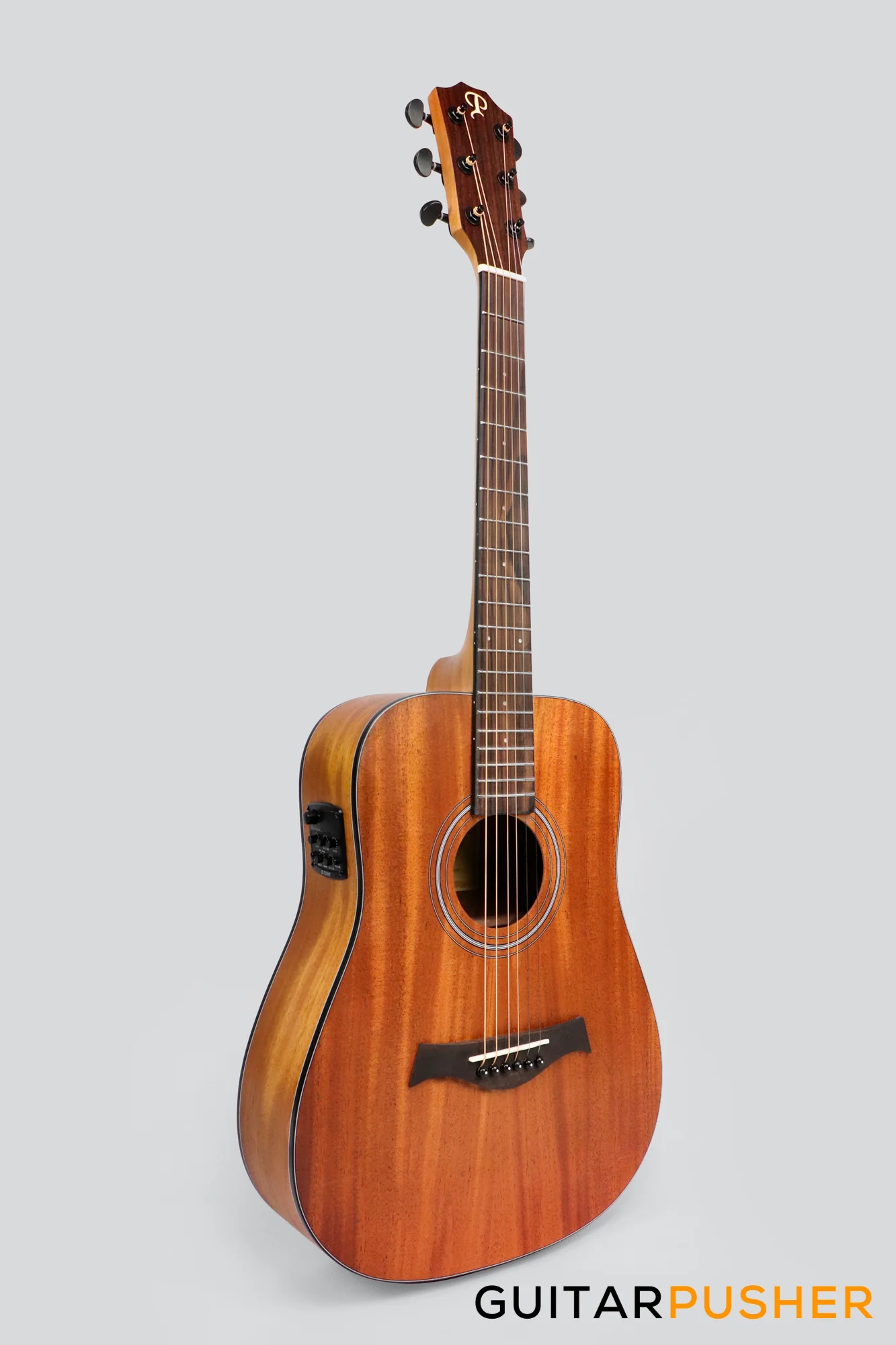 Phoebus Progeny Baby-10NE Mini Dreadnought 3/4 All-Mahogany Acoustic-Electric Guitar w/ Gig Bag - Image 3