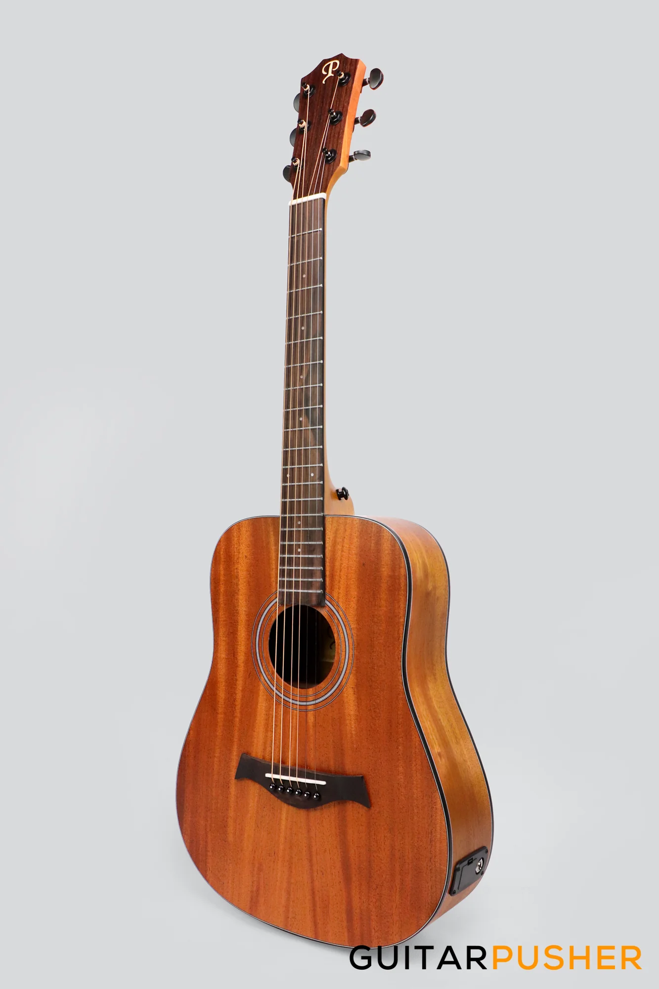Phoebus Progeny Baby-10NE Mini Dreadnought 3/4 All-Mahogany Acoustic-Electric Guitar w/ Gig Bag - Image 4