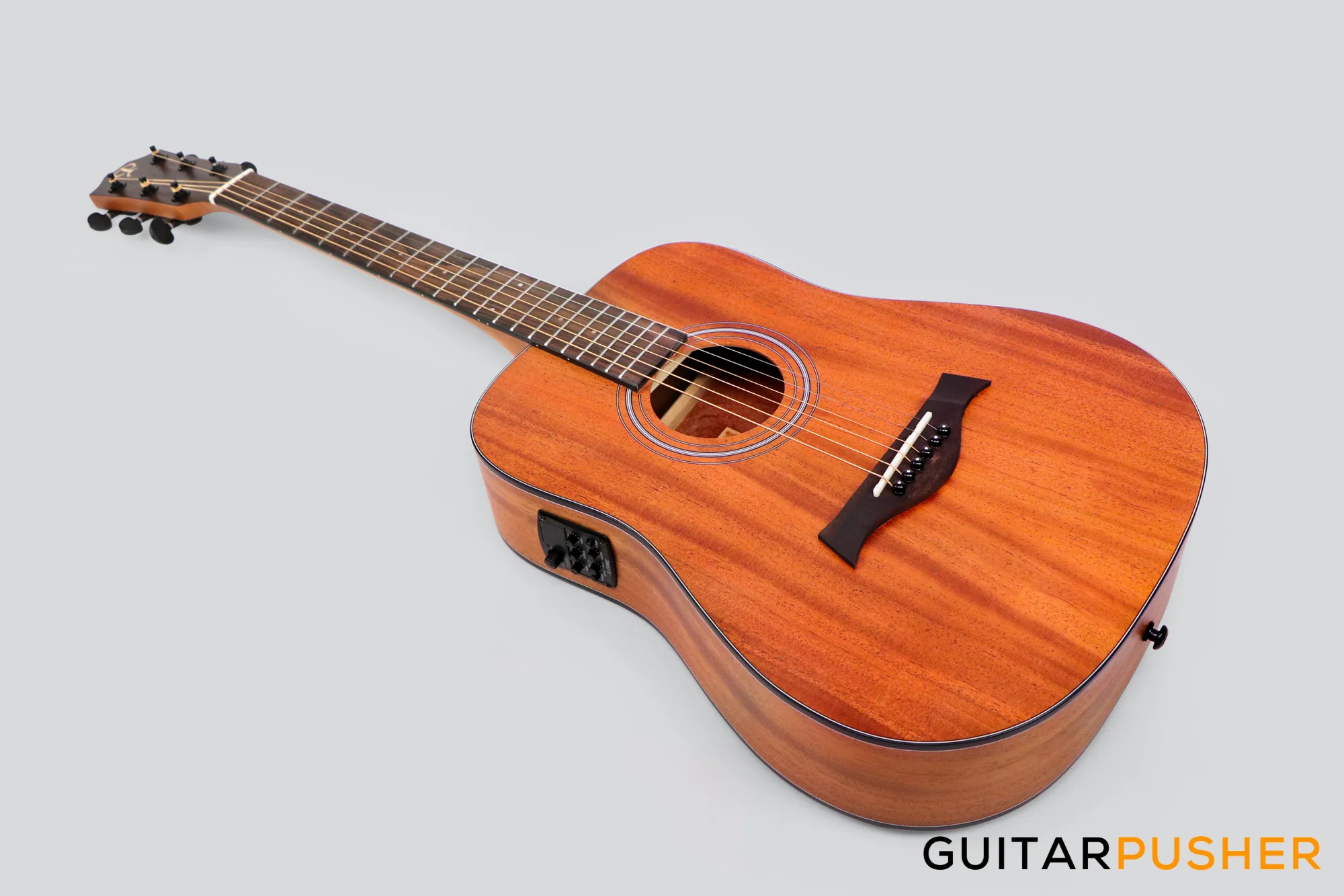 Phoebus Progeny Baby-10NE Mini Dreadnought 3/4 All-Mahogany Acoustic-Electric Guitar w/ Gig Bag - Image 8