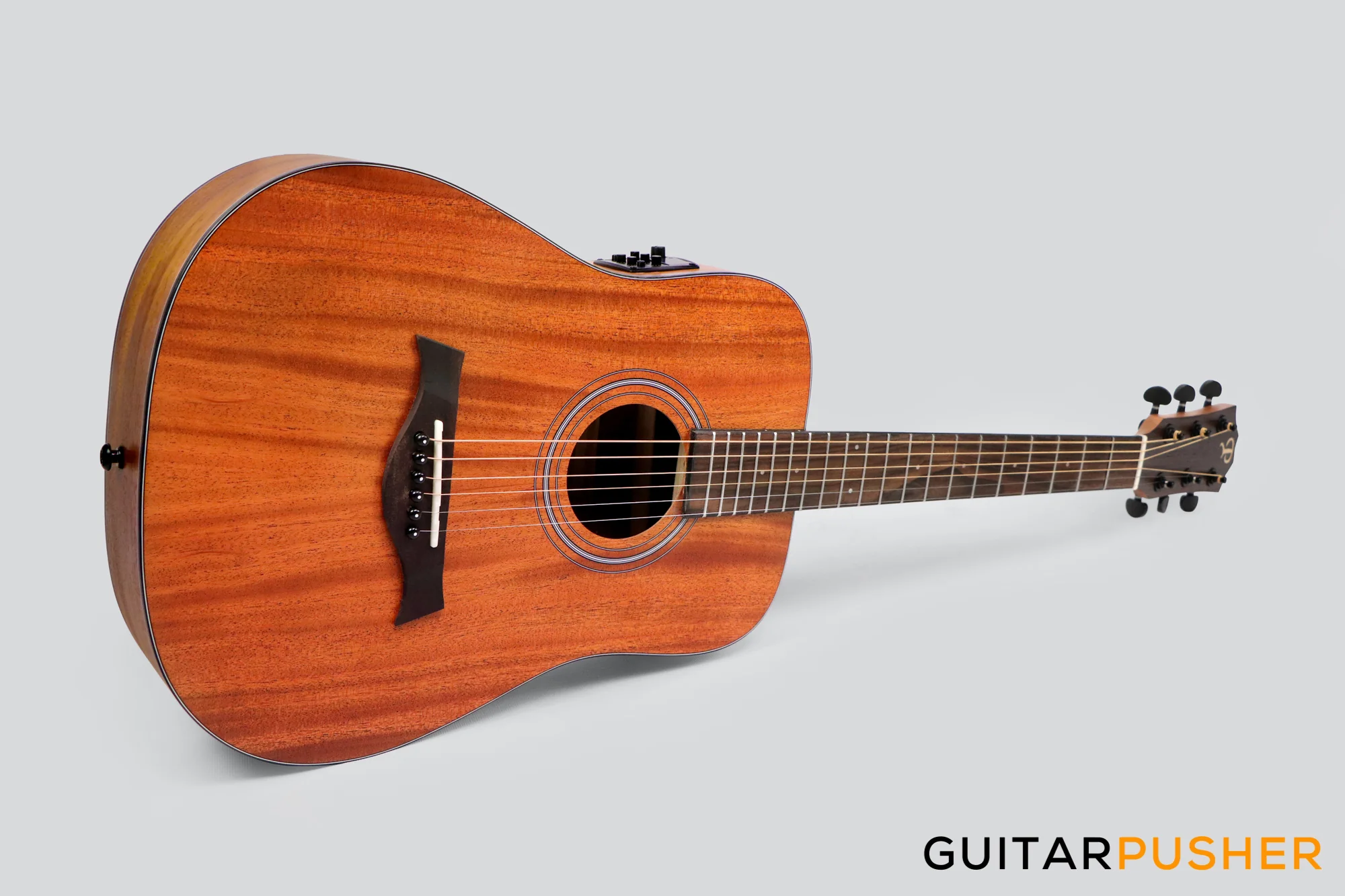 Phoebus Progeny Baby-10NE Mini Dreadnought 3/4 All-Mahogany Acoustic-Electric Guitar w/ Gig Bag - Image 9