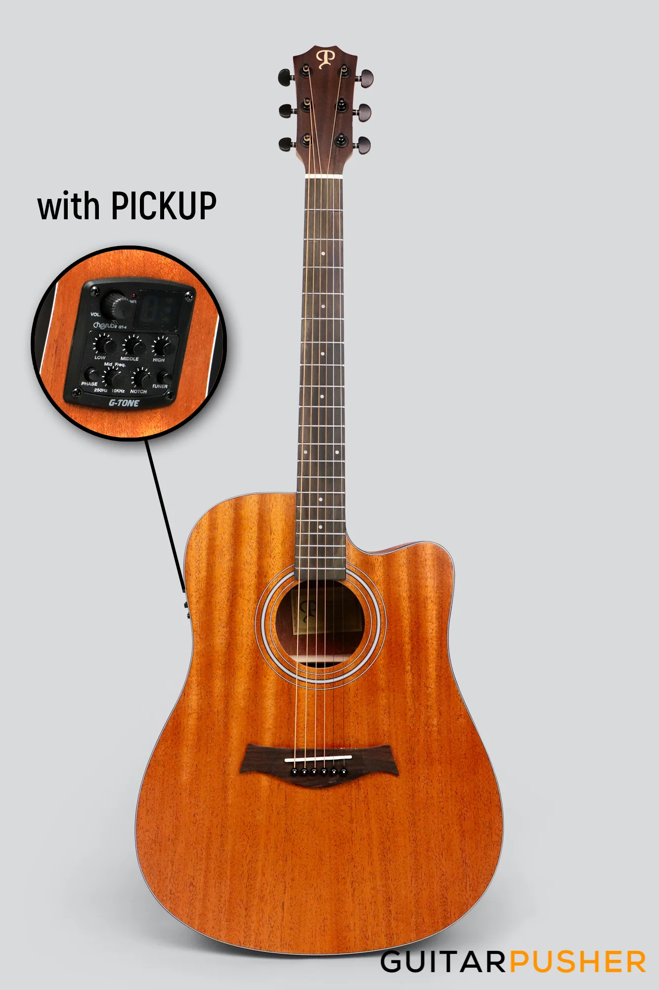 Phoebus Progeny PG-15Nce Dreadnought All-Mahogany Acoustic-Electric Guitar w/ Gig Bag - Image 2