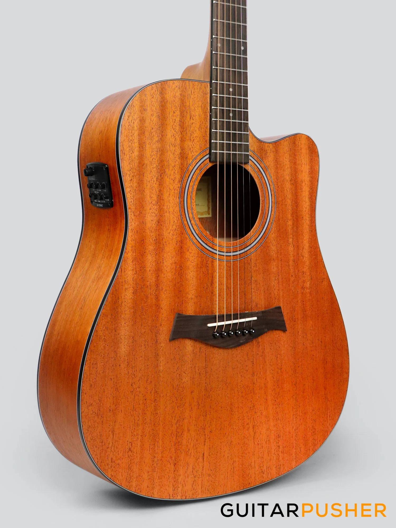 Phoebus Progeny PG-15Nce Dreadnought All-Mahogany Acoustic-Electric Guitar w/ Gig Bag - Image 7