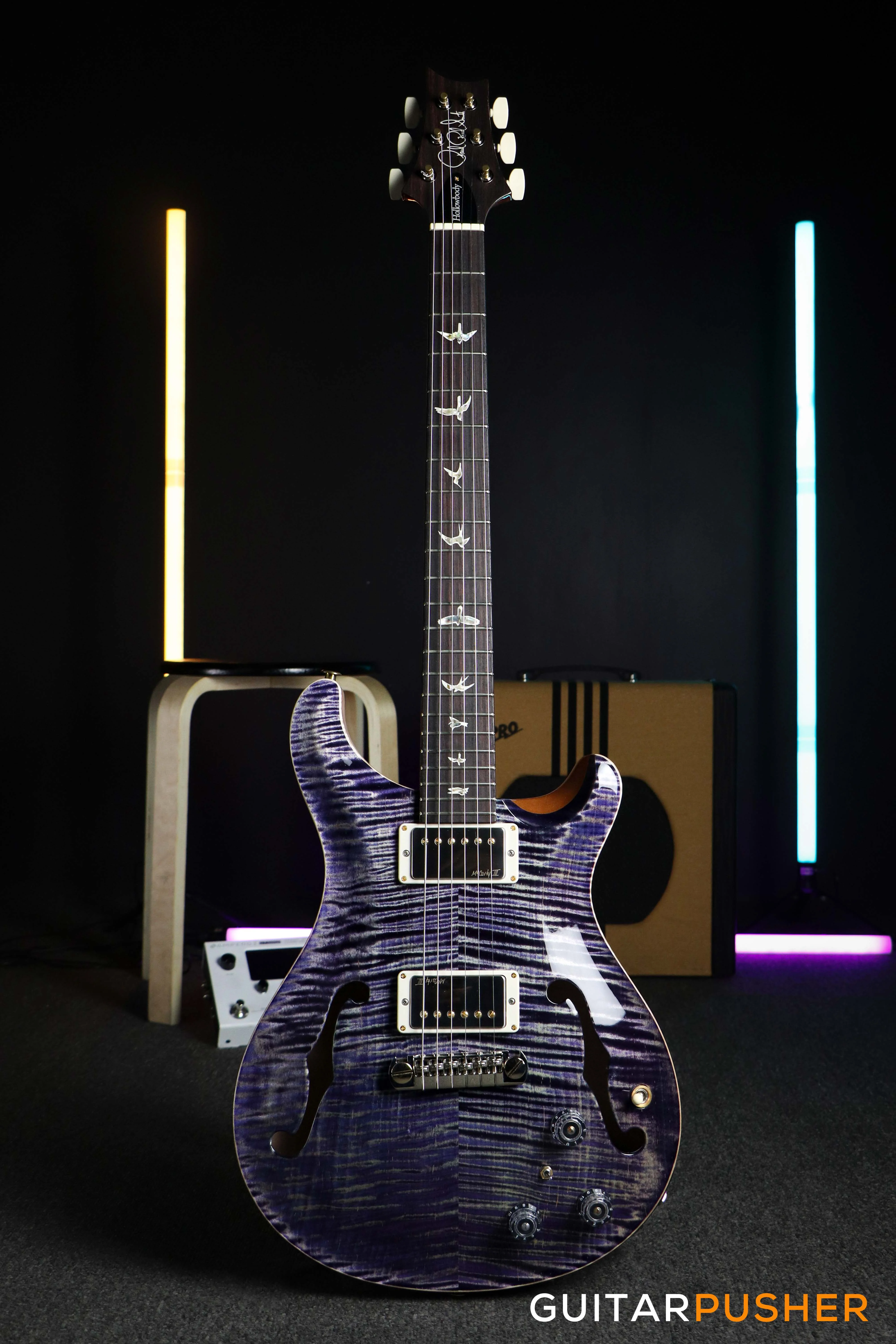 PRS Guitars Hollowbody II Piezo Electric Guitar (Faded Purple w/ Natural Sides 10-Top) - Image 2