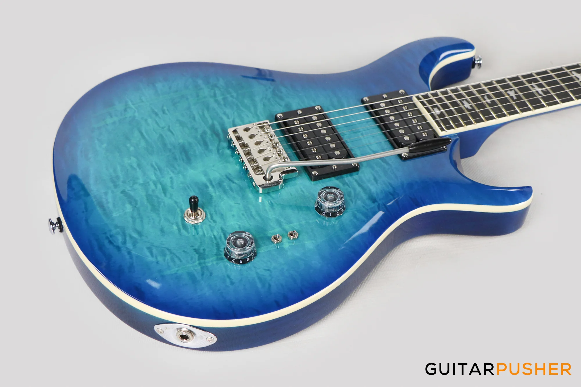 PRS Guitars SE Custom 24-08 Quilt Electric Guitar (Lake Blue) - Image 11