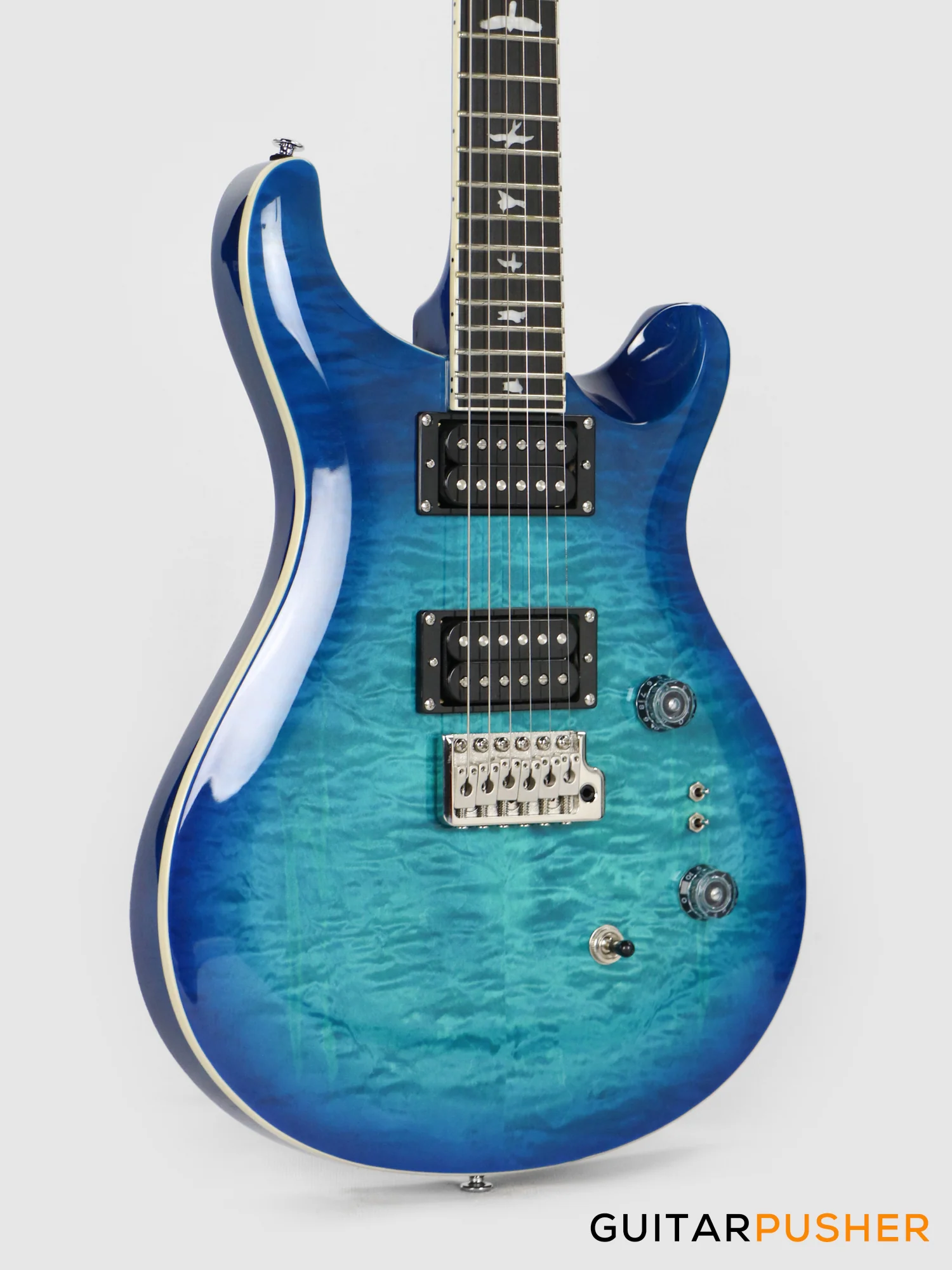 PRS Guitars SE Custom 24-08 Quilt Electric Guitar (Lake Blue) - Image 4