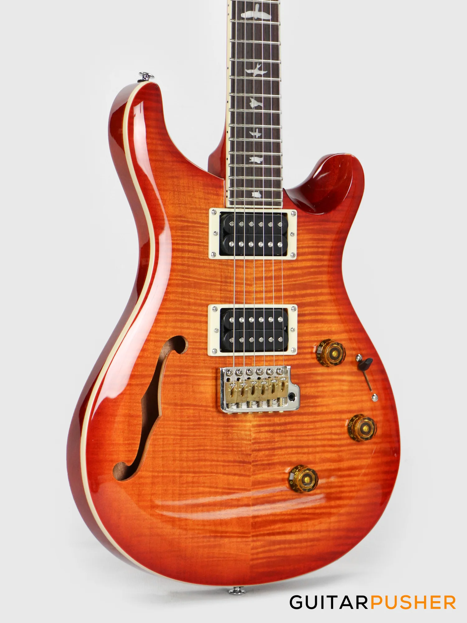 PRS Guitars SE Custom 24 Semi-Hollow Piezo Electric Guitar (Vintage Sunburst) - Image 4