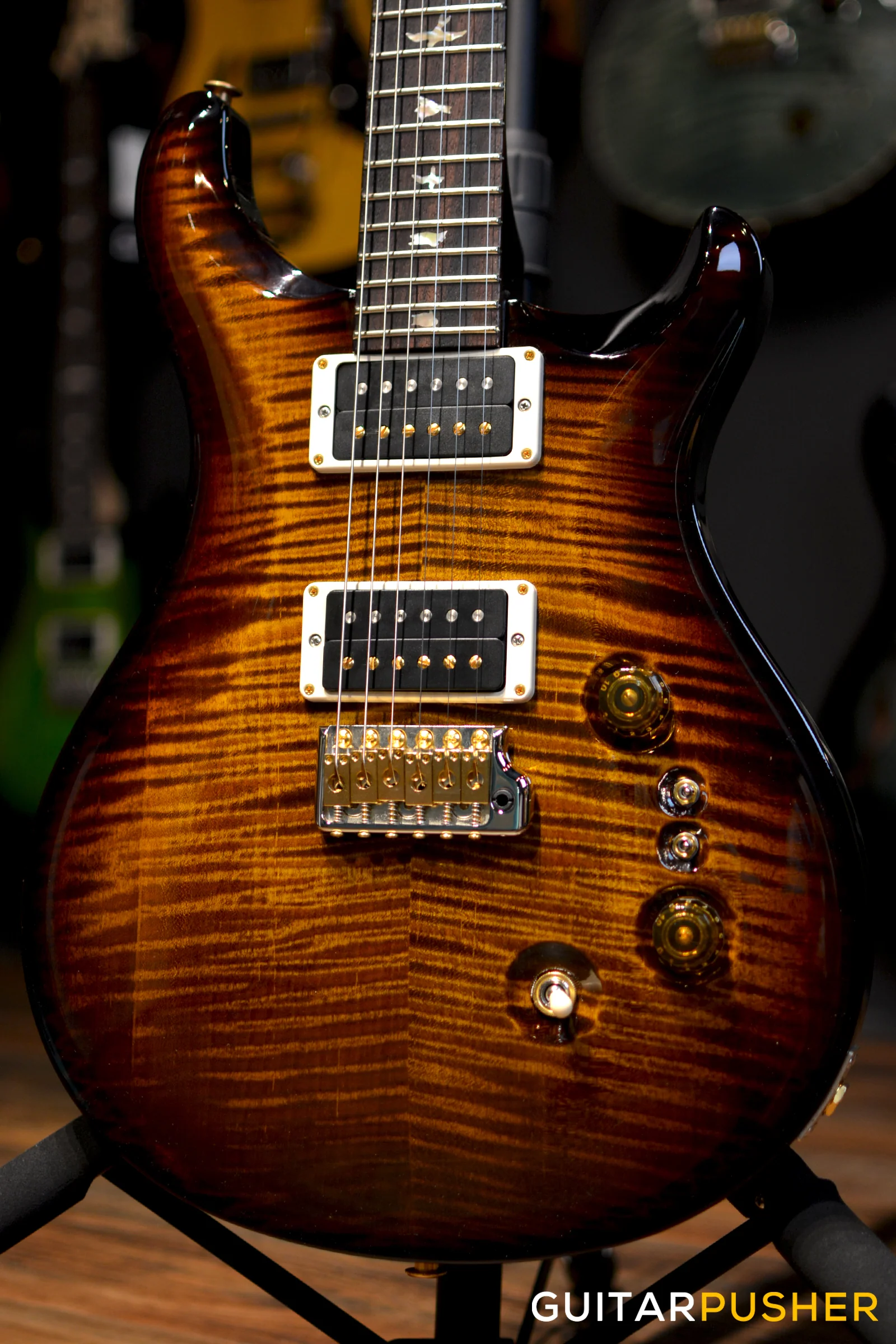 PRS Guitars USA 35th Anniversary Custom 24 Black Gold Burst 10-Top - Image 3