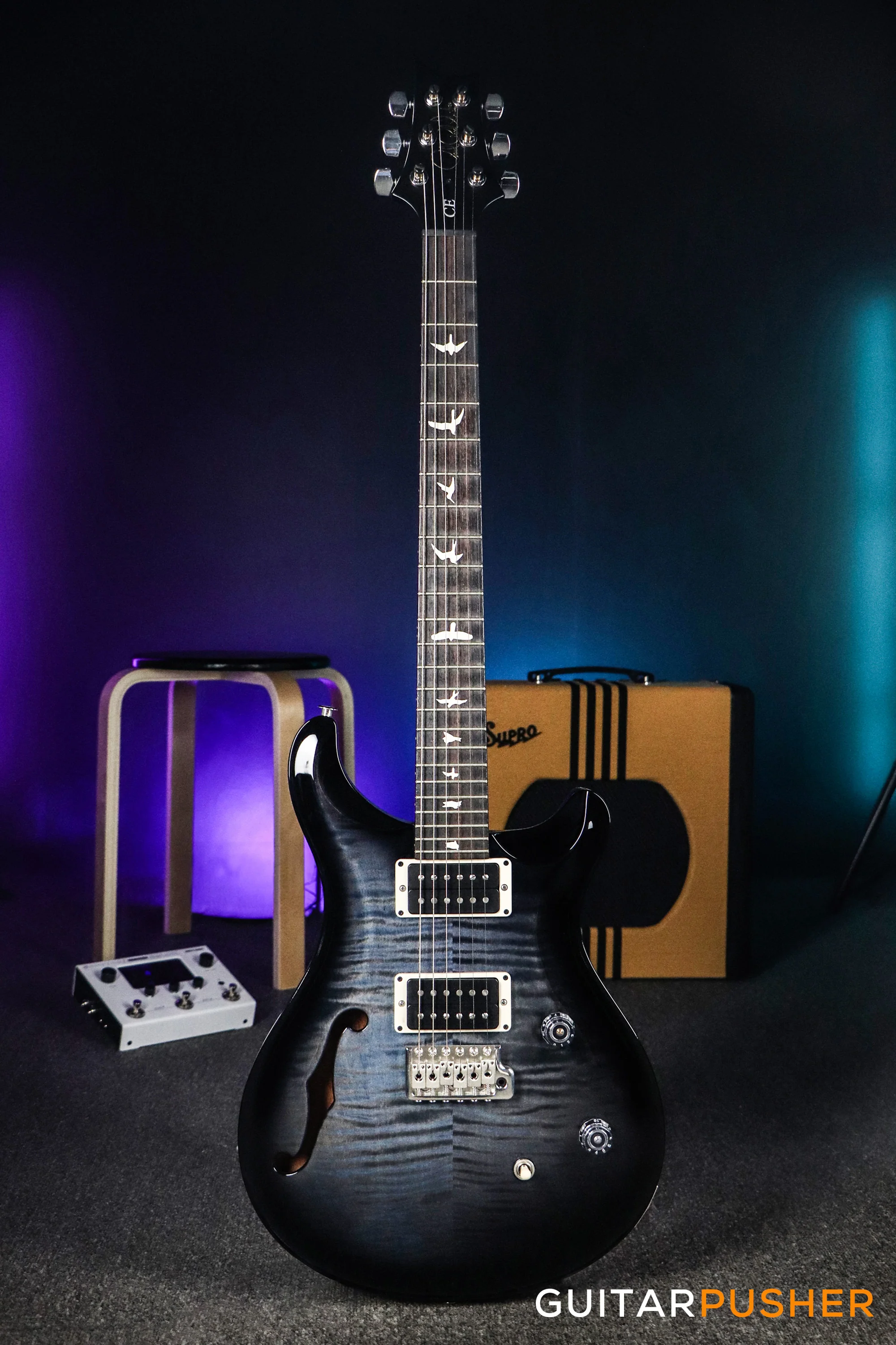 PRS Guitars USA Bolt-On CE 24 Semi-Hollow Faded Blue Smokeburst - Image 2