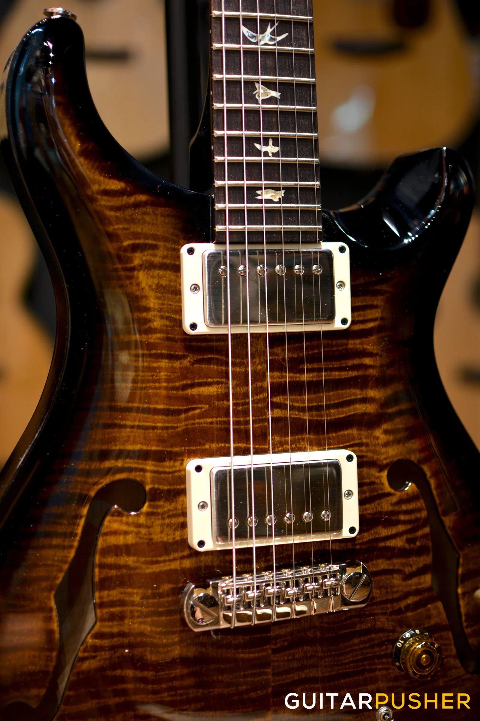 PRS Guitars USA Hollowbody II Piezo Black Gold Wrap Burst - Image 4