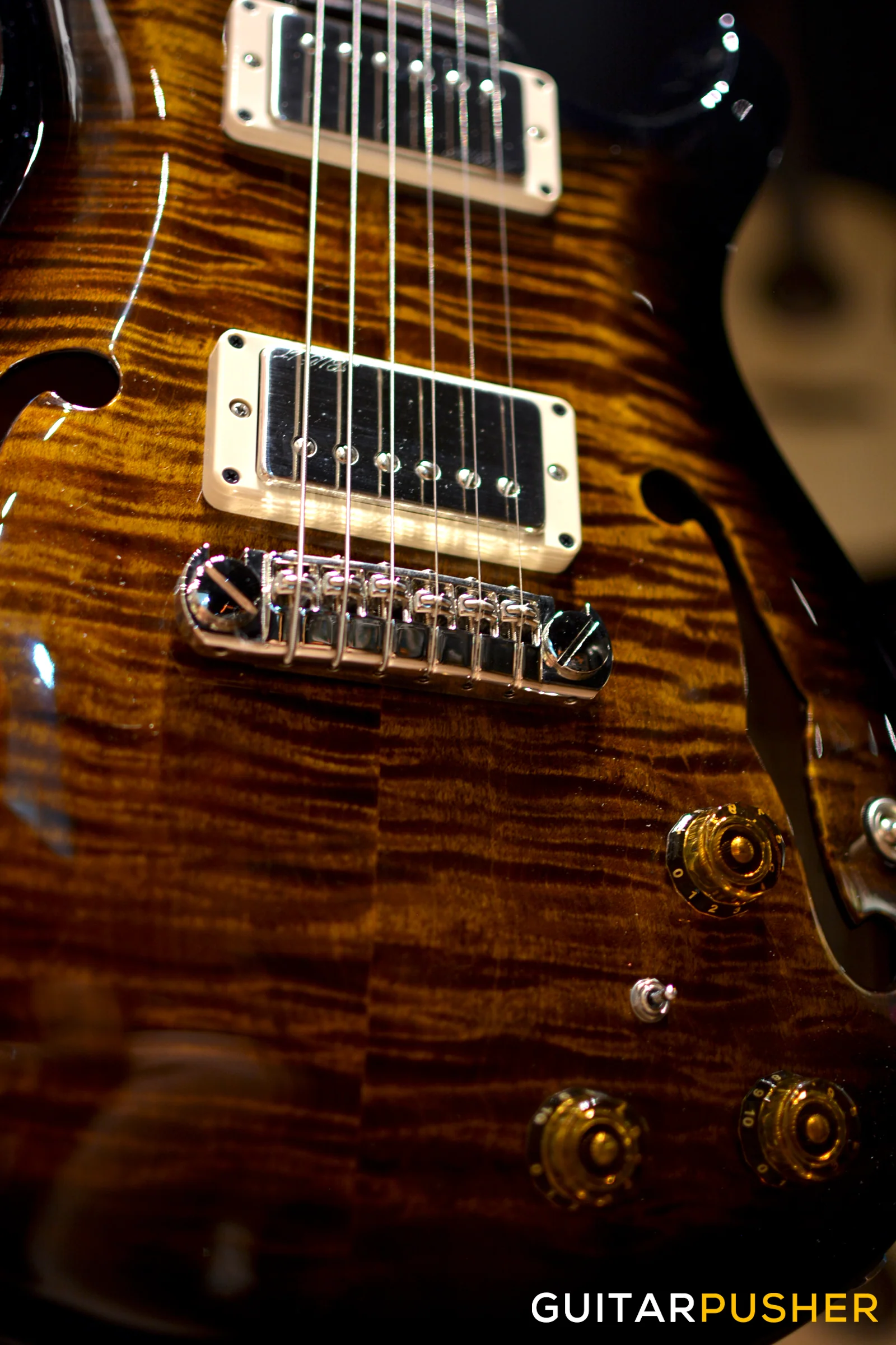 PRS Guitars USA Hollowbody II Piezo Black Gold Wrap Burst - Image 5