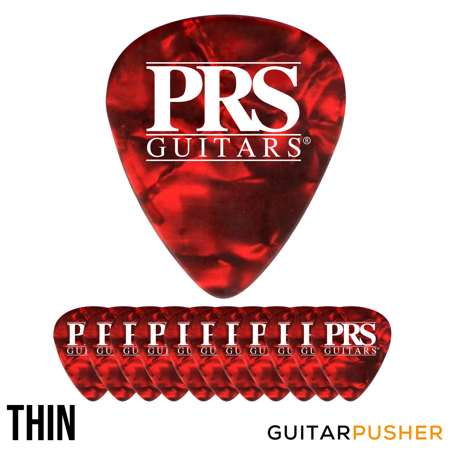PRS Red Tortoise Celluloid Picks (12 pcs.) - Image 3