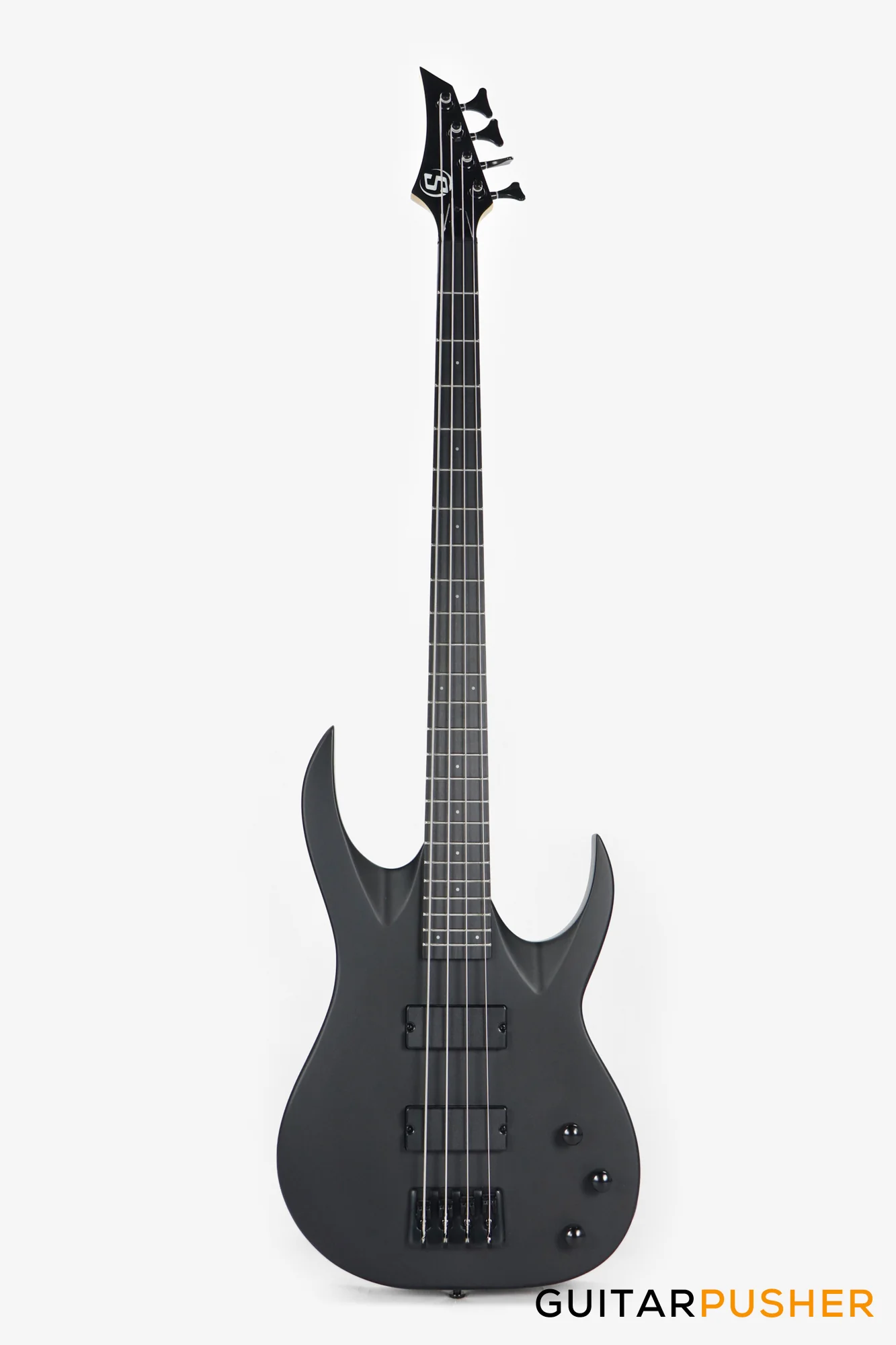 S by Solar AB4.4C-E Carbon Black Bass Guitar - Image 3