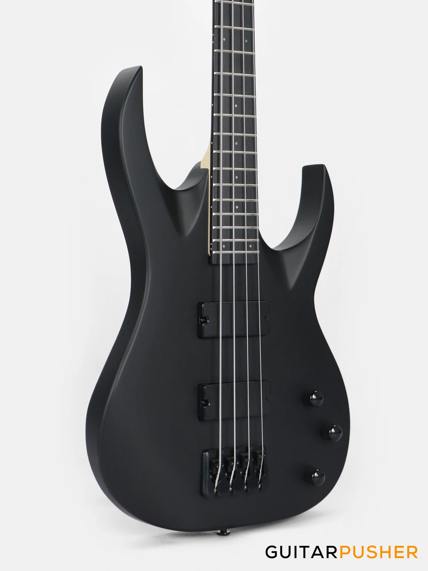S by Solar AB4.4C-E Carbon Black Bass Guitar - Image 5