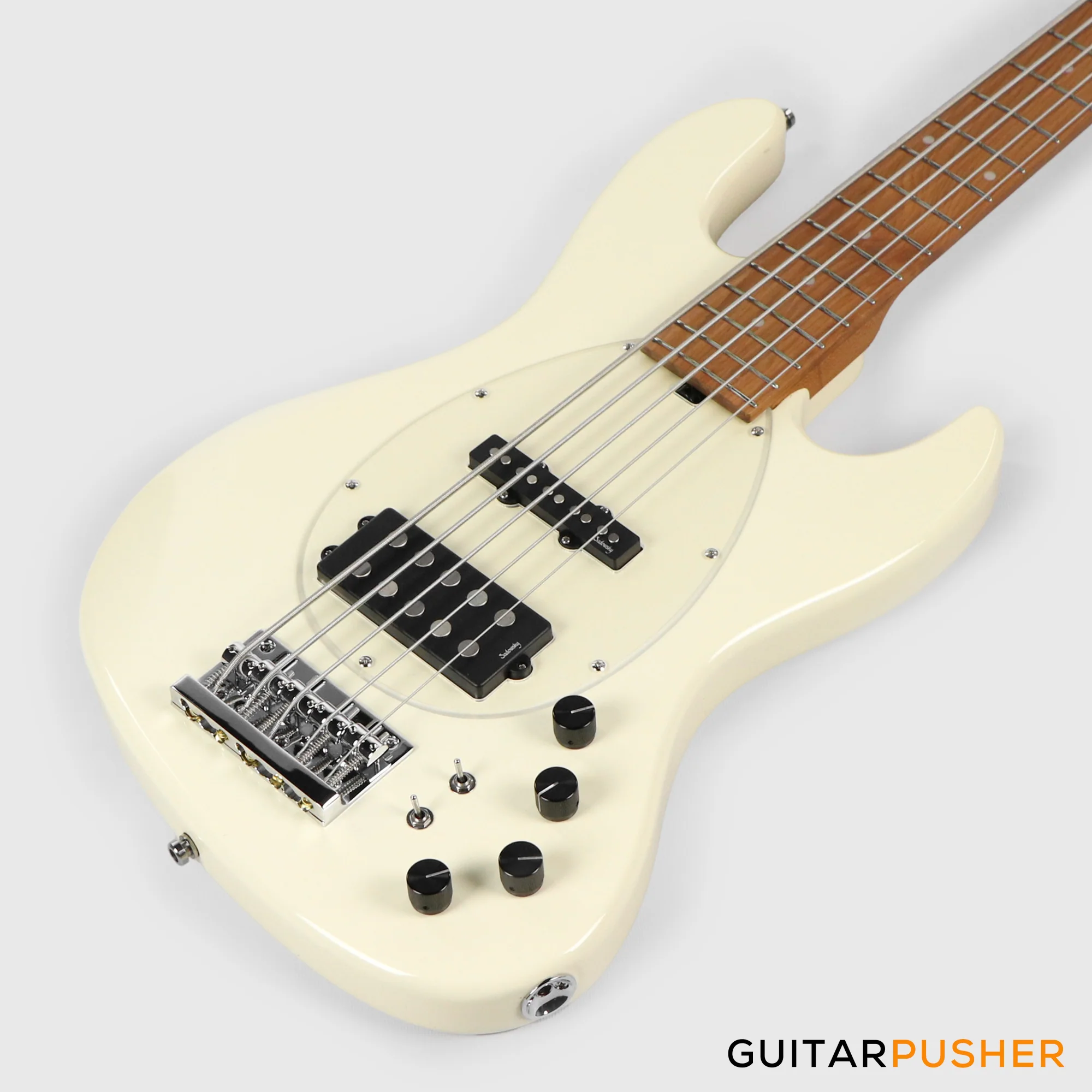 Sadowsky Metro Express 5 M/J Roasted Maple Fingerboard, Clear Pickguard 5-String Bass Guitar - Olympic White - Image 6