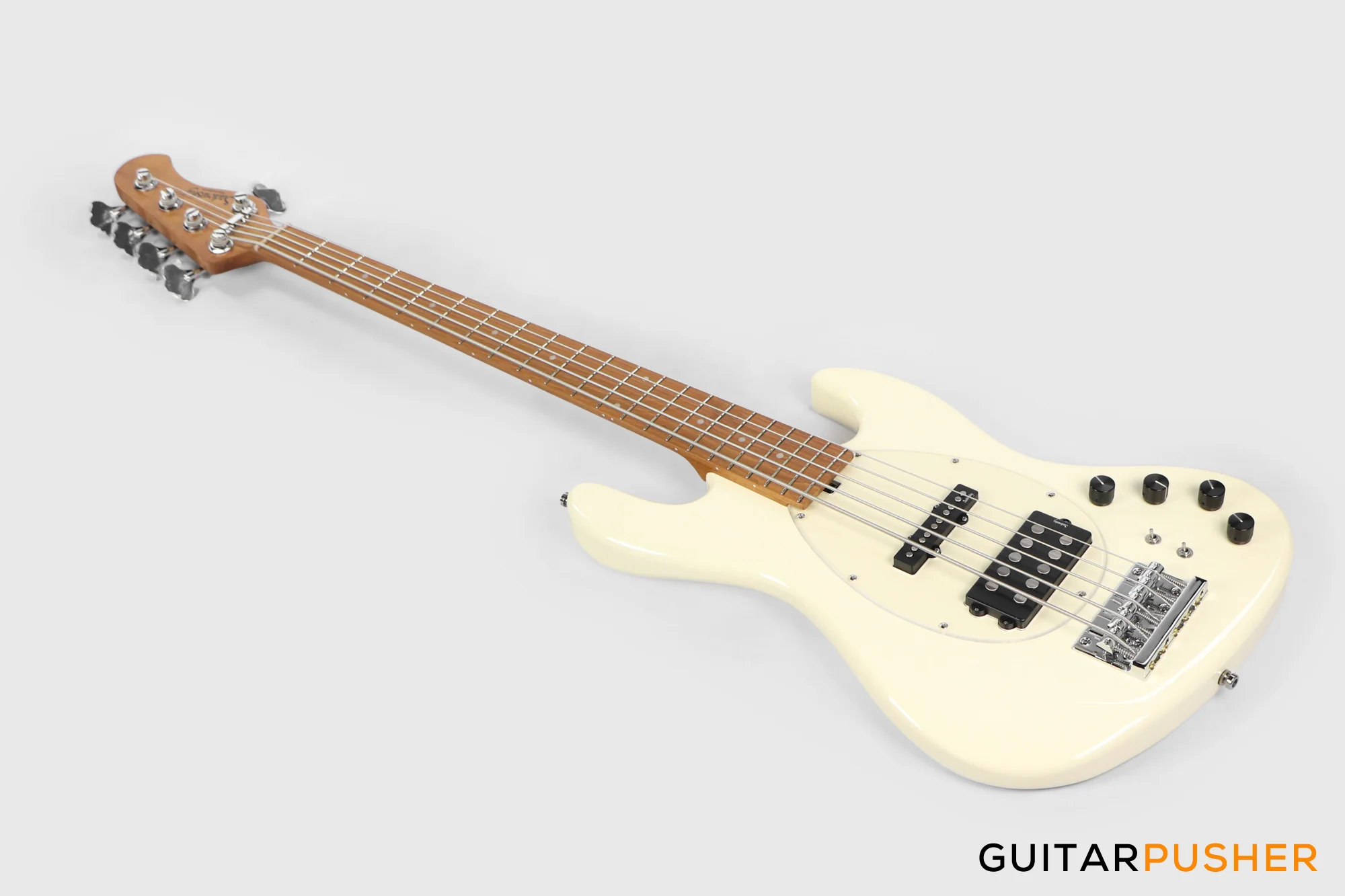 Sadowsky Metro Express 5 M/J Roasted Maple Fingerboard, Clear Pickguard 5-String Bass Guitar - Olympic White - Image 8