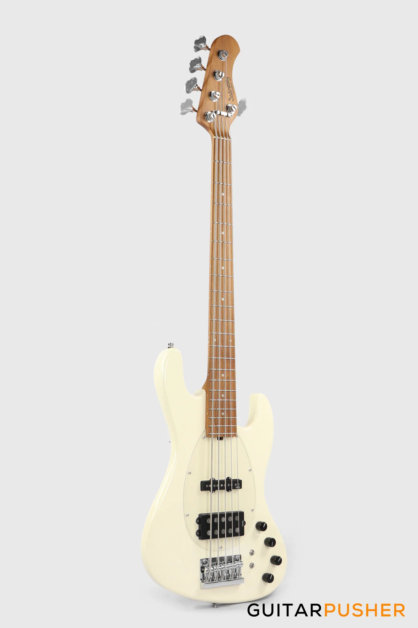 Sadowsky Metro Express 5 M/J Roasted Maple Fingerboard, Clear Pickguard 5-String Bass Guitar - Olympic White - Image 9