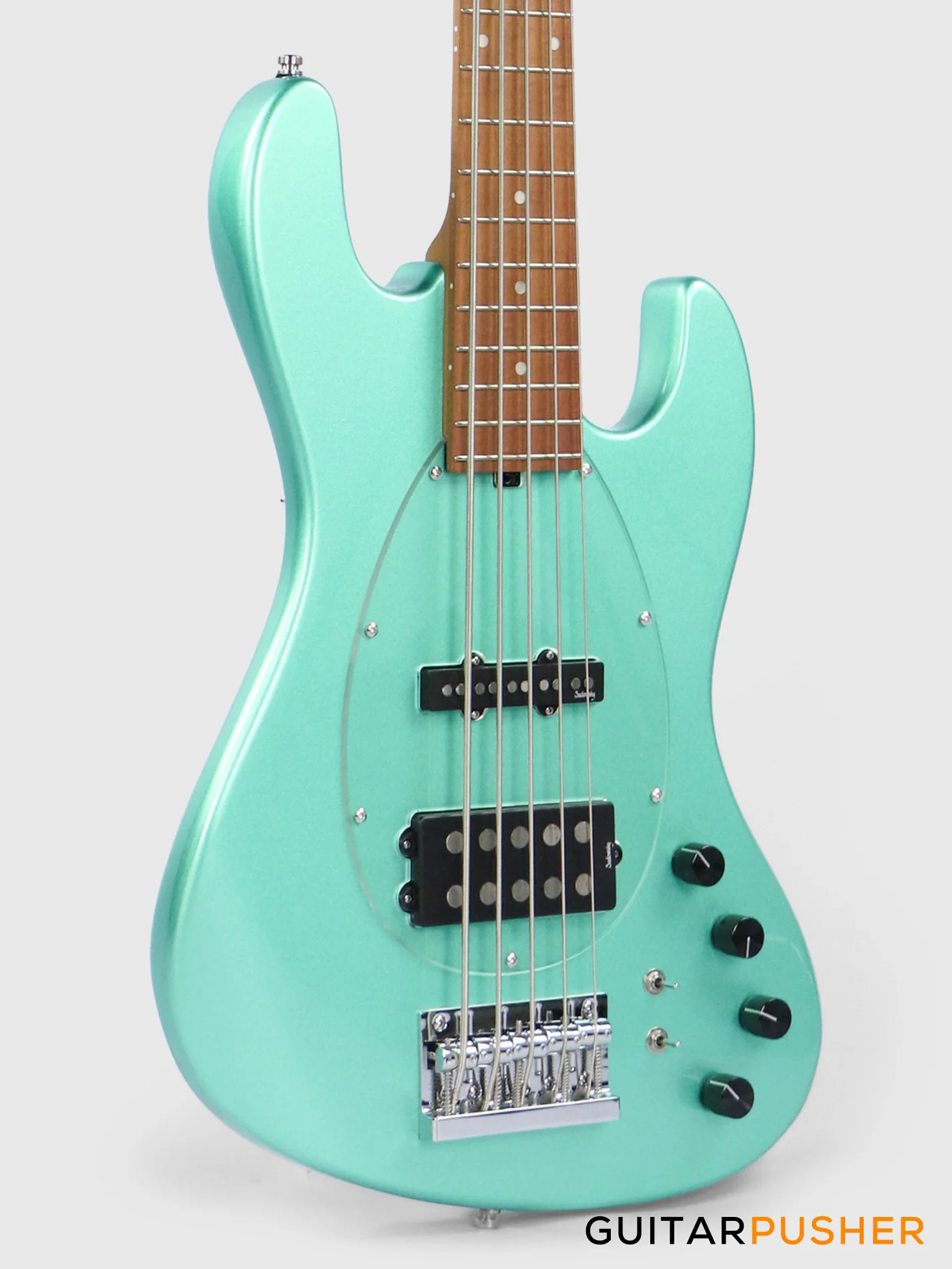 Sadowsky Metro Express 5 M/J Roasted Maple Fingerboard, Clear Pickguard 5-String Bass Guitar - Sage Green - Image 5