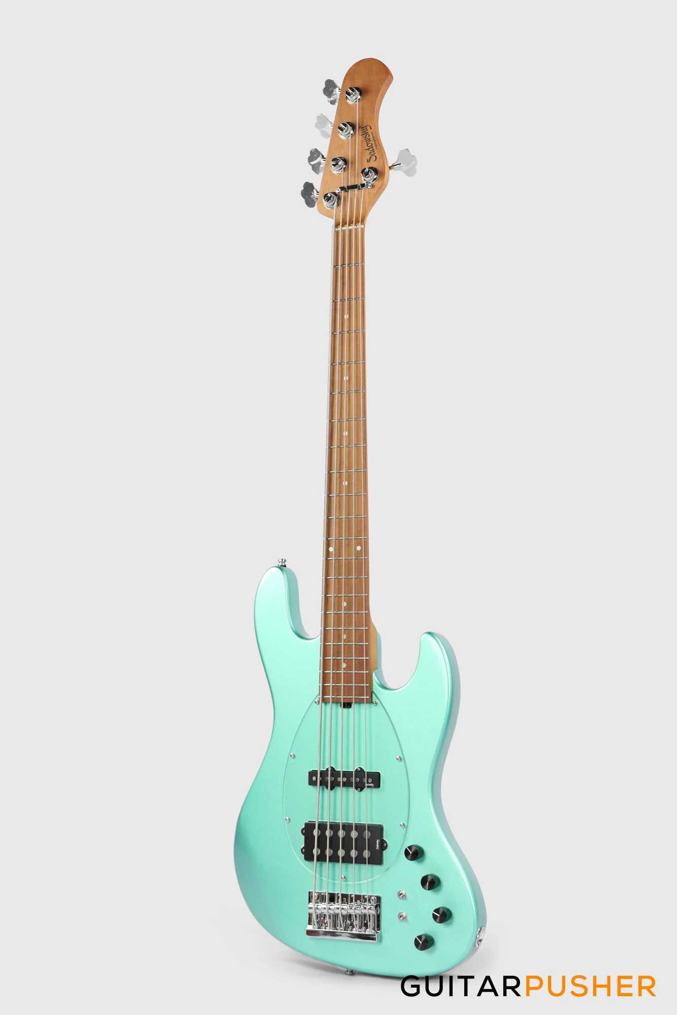 Sadowsky Metro Express 5 M/J Roasted Maple Fingerboard, Clear Pickguard 5-String Bass Guitar - Sage Green - Image 8