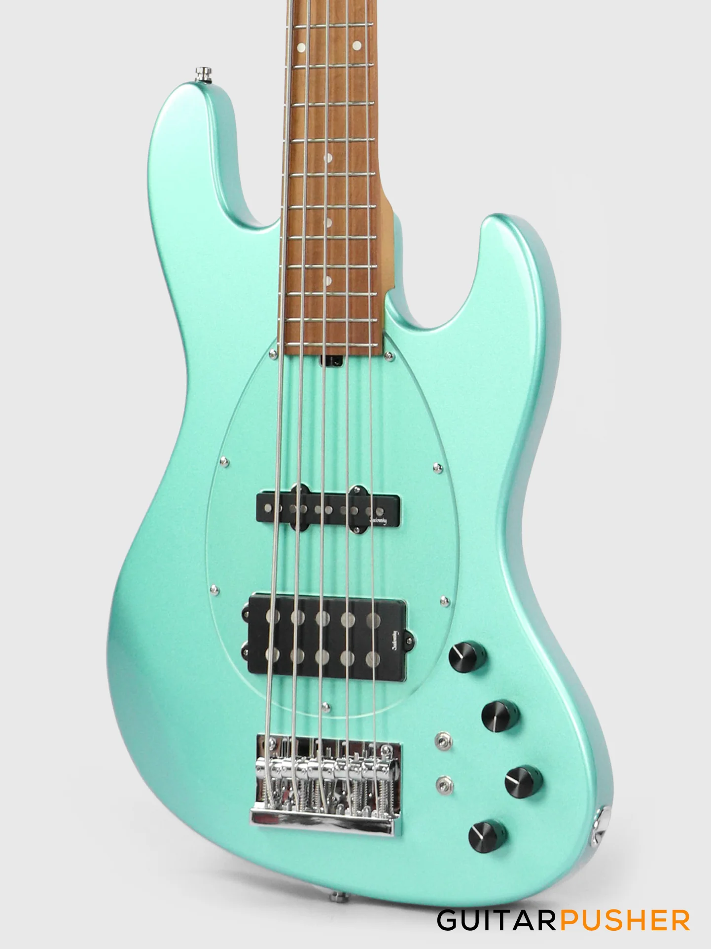 Sadowsky Metro Express 5 M/J Roasted Maple Fingerboard, Clear Pickguard 5-String Bass Guitar - Sage Green - Image 9