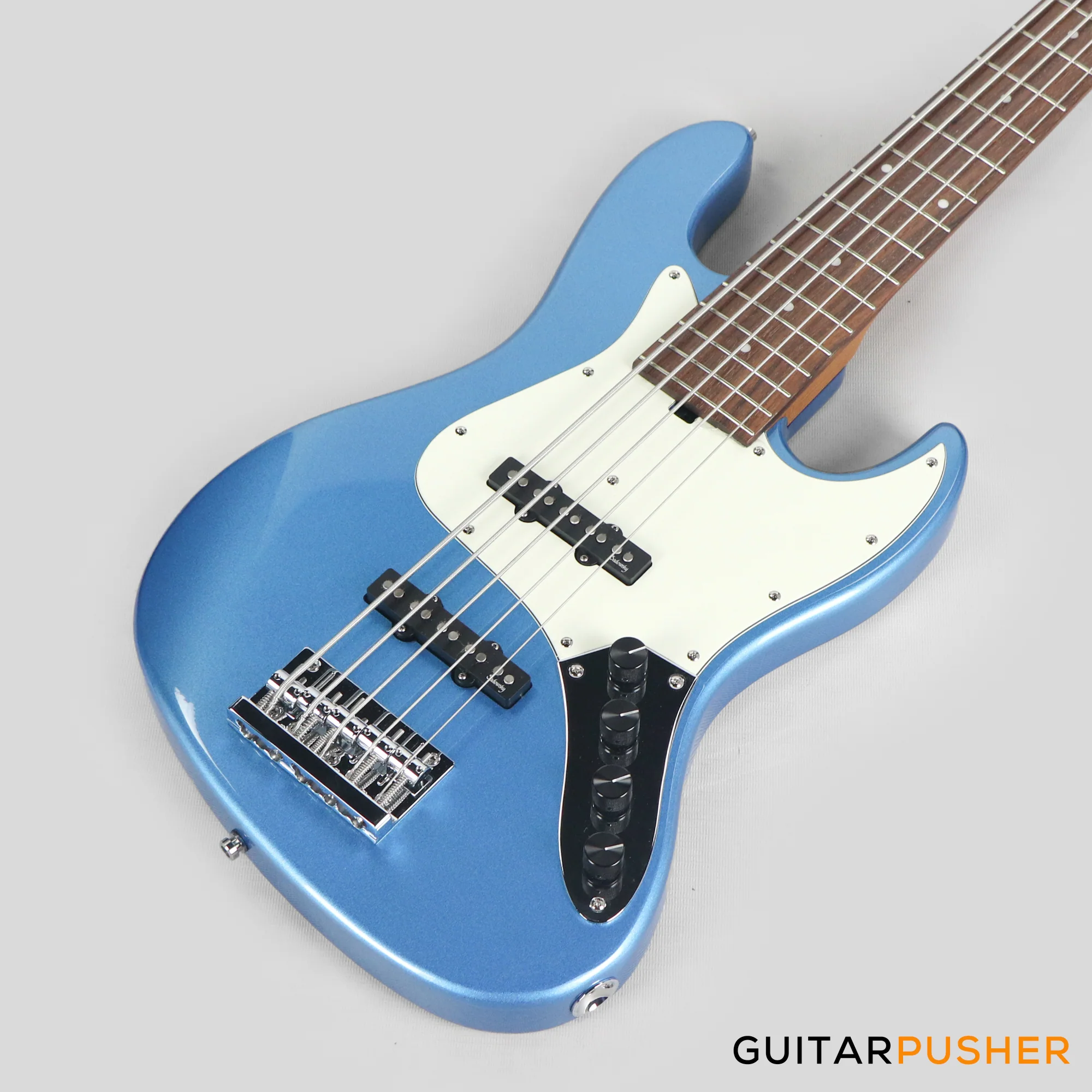 Sadowsky Metro Express 5 Morado Fingerboard, White Pickguard 5-String Bass Guitar - Blue Metallic - Image 11