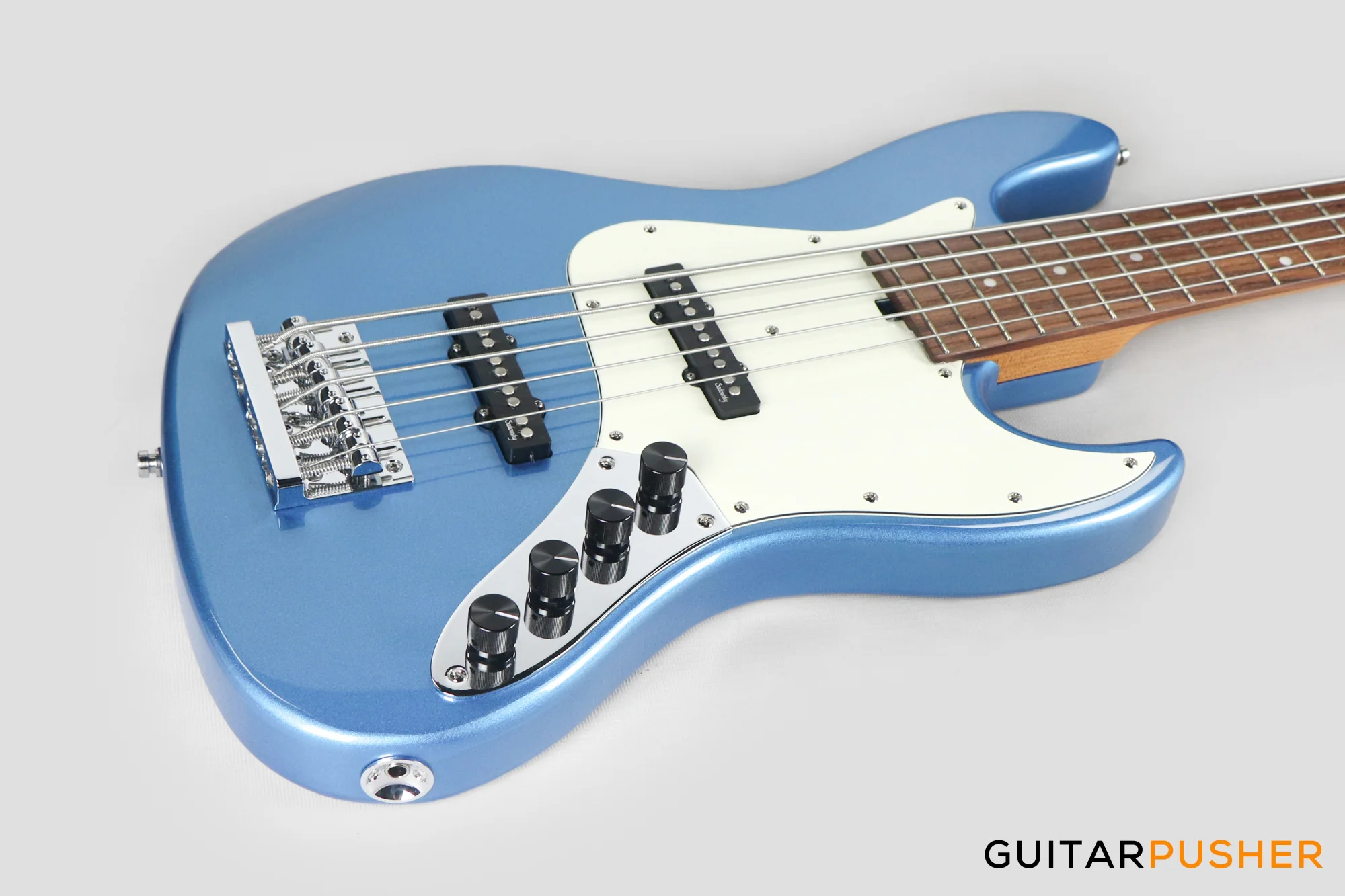 Sadowsky Metro Express 5 Morado Fingerboard, White Pickguard 5-String Bass Guitar - Blue Metallic - Image 12