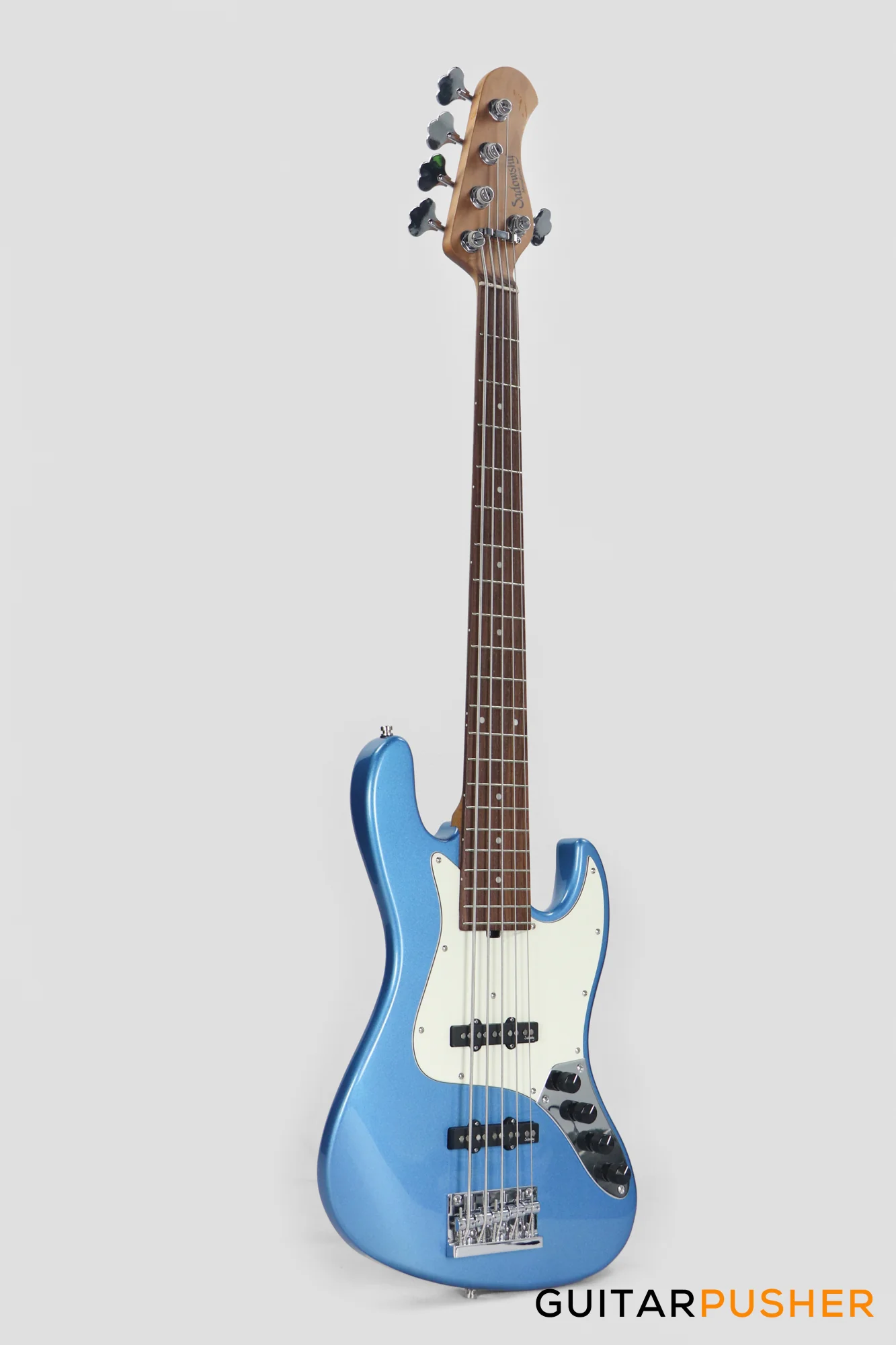 Sadowsky Metro Express 5 Morado Fingerboard, White Pickguard 5-String Bass Guitar - Blue Metallic - Image 4