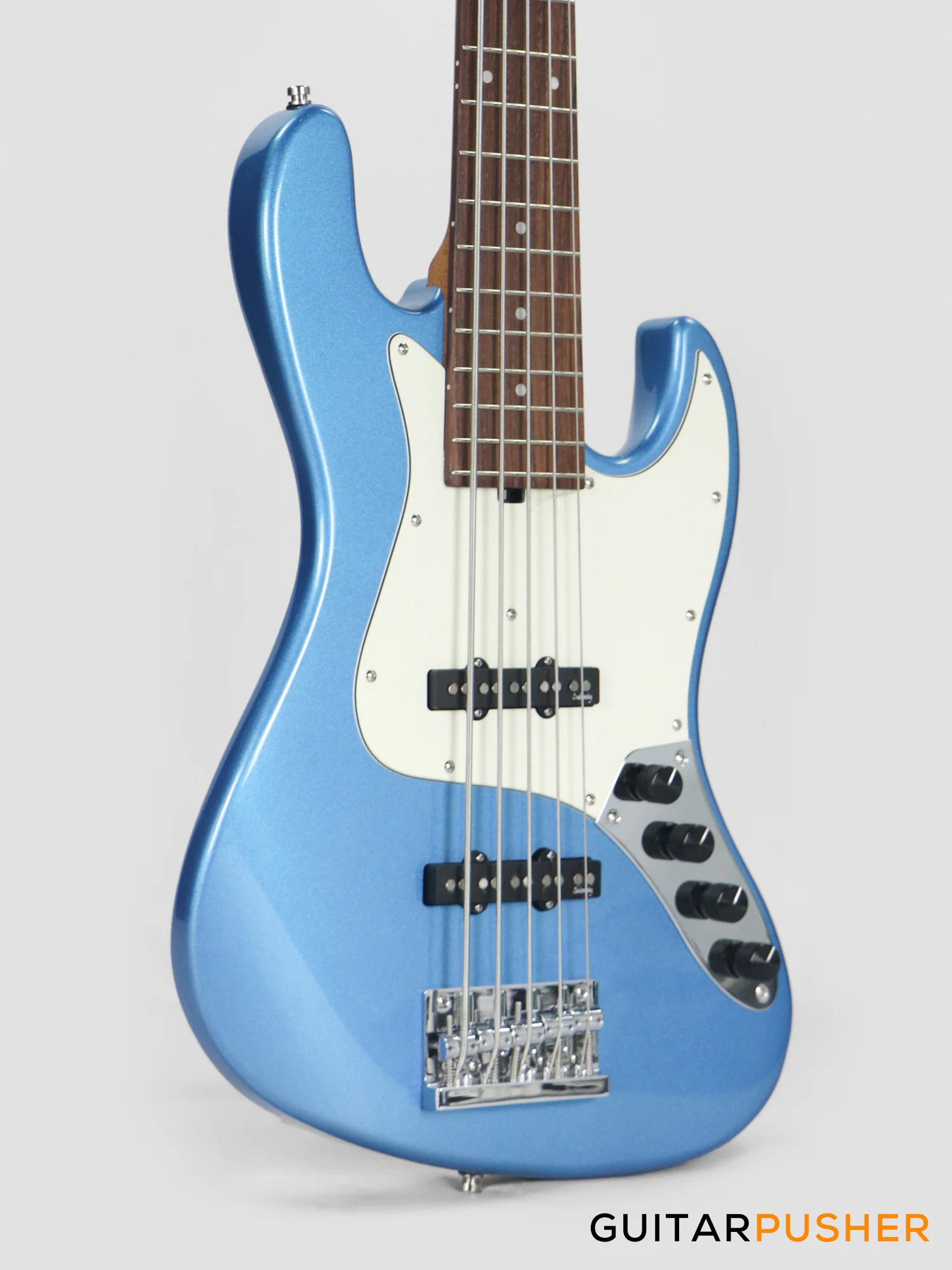 Sadowsky Metro Express 5 Morado Fingerboard, White Pickguard 5-String Bass Guitar - Blue Metallic - Image 5