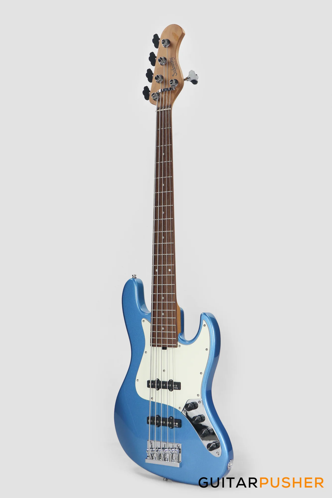 Sadowsky Metro Express 5 Morado Fingerboard, White Pickguard 5-String Bass Guitar - Blue Metallic - Image 8