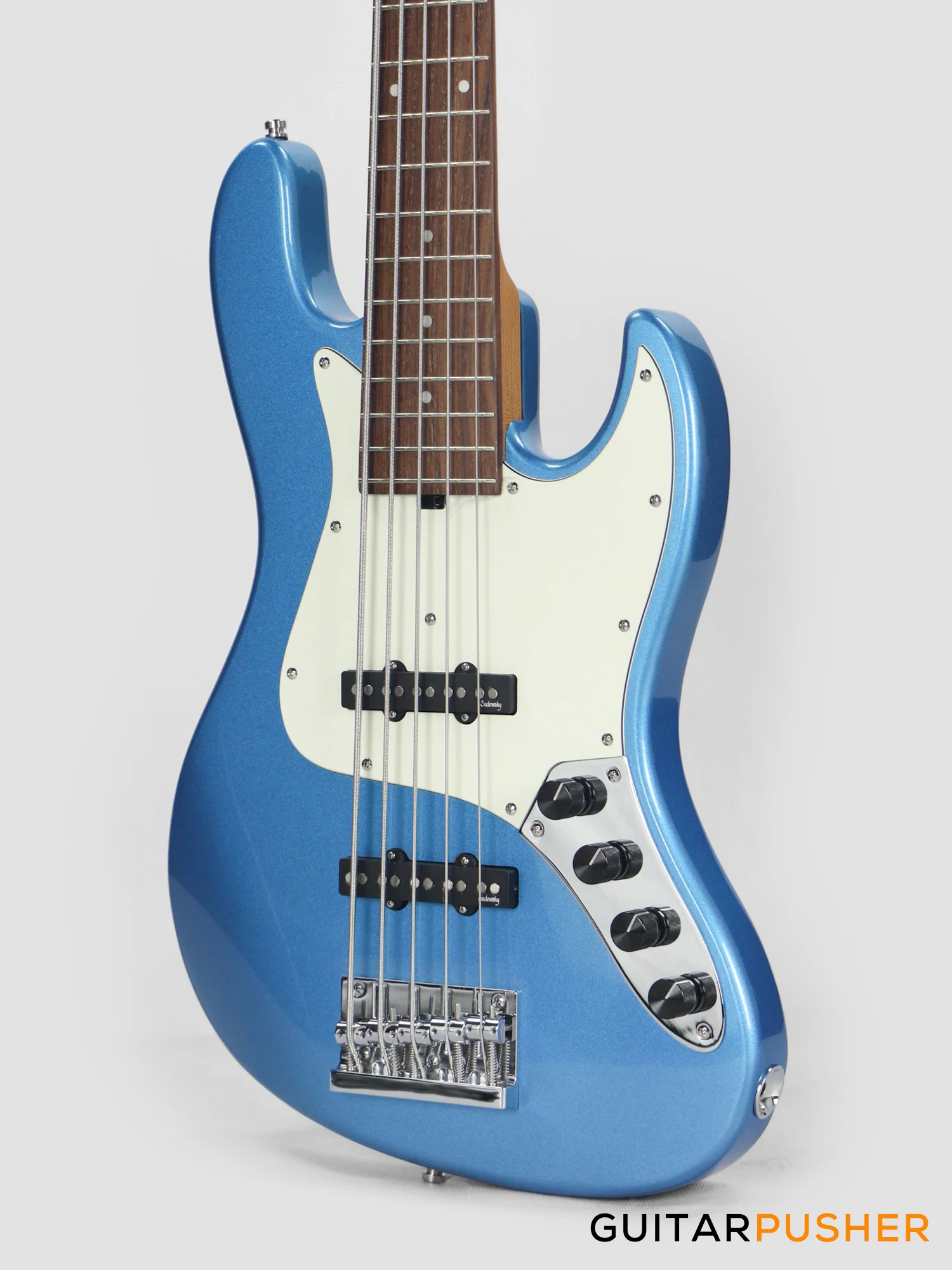 Sadowsky Metro Express 5 Morado Fingerboard, White Pickguard 5-String Bass Guitar - Blue Metallic - Image 9