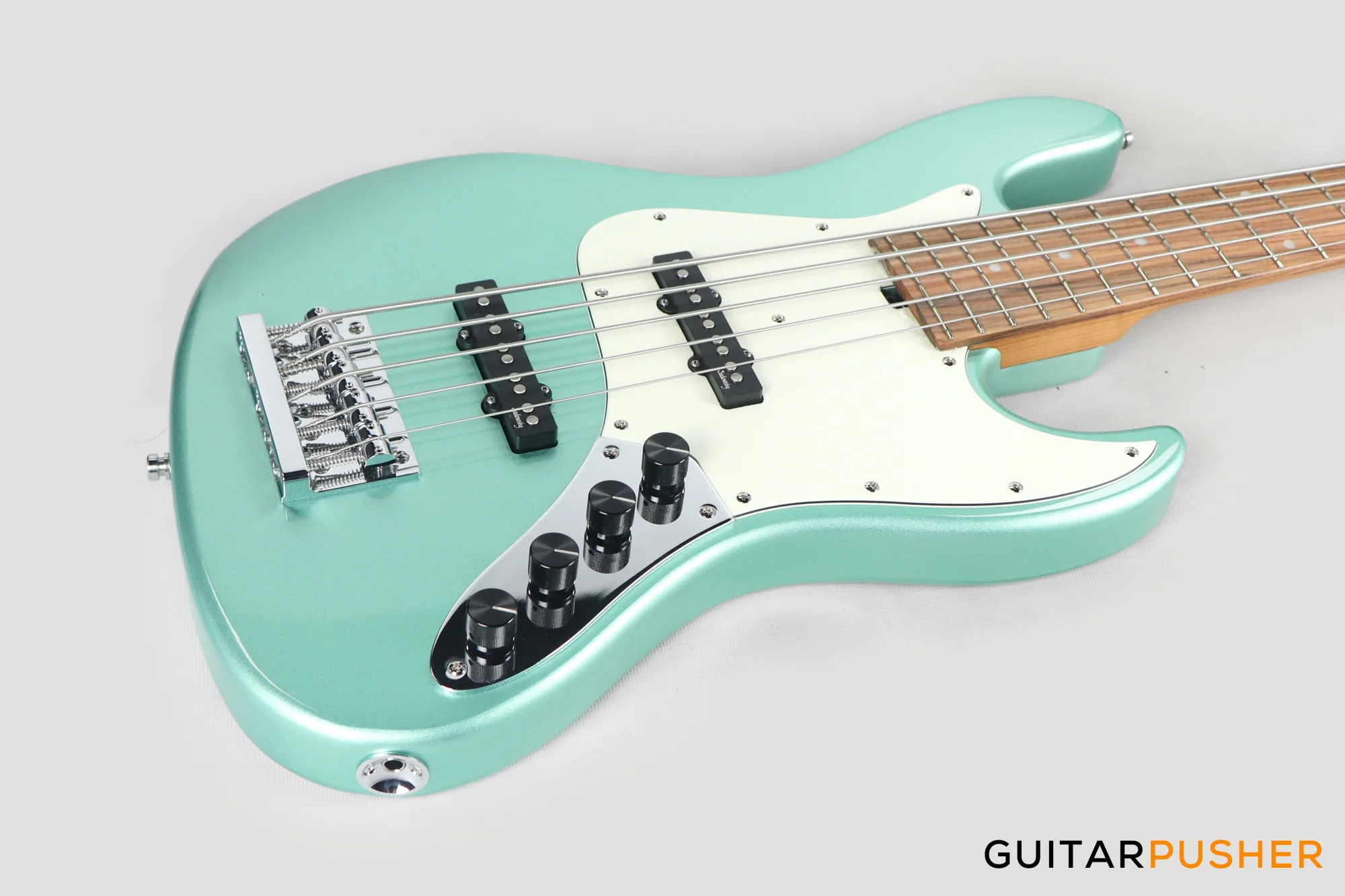 Sadowsky Metro Express 5 Morado Fingerboard, White Pickguard 5-String Bass Guitar - Sage Green Metallic - Image 12