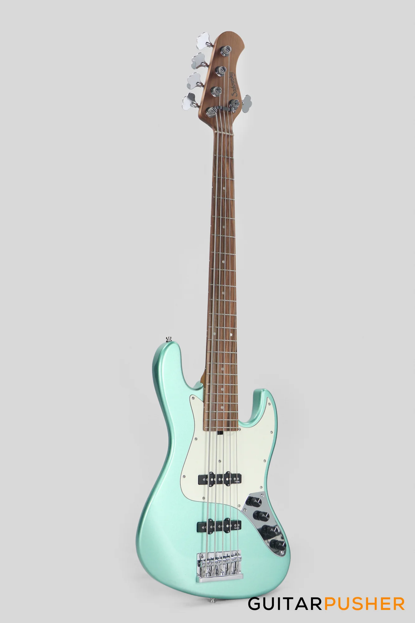 Sadowsky Metro Express 5 Morado Fingerboard, White Pickguard 5-String Bass Guitar - Sage Green Metallic - Image 4