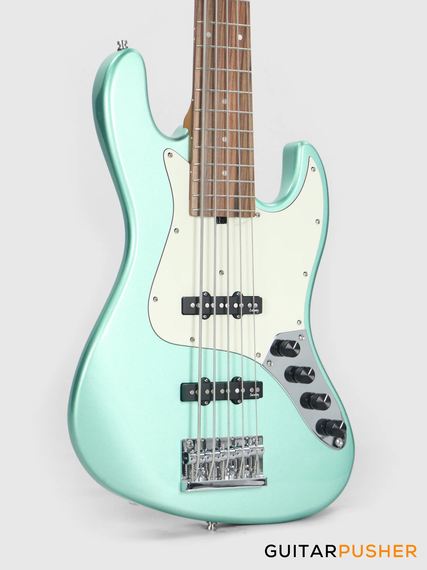 Sadowsky Metro Express 5 Morado Fingerboard, White Pickguard 5-String Bass Guitar - Sage Green Metallic - Image 5