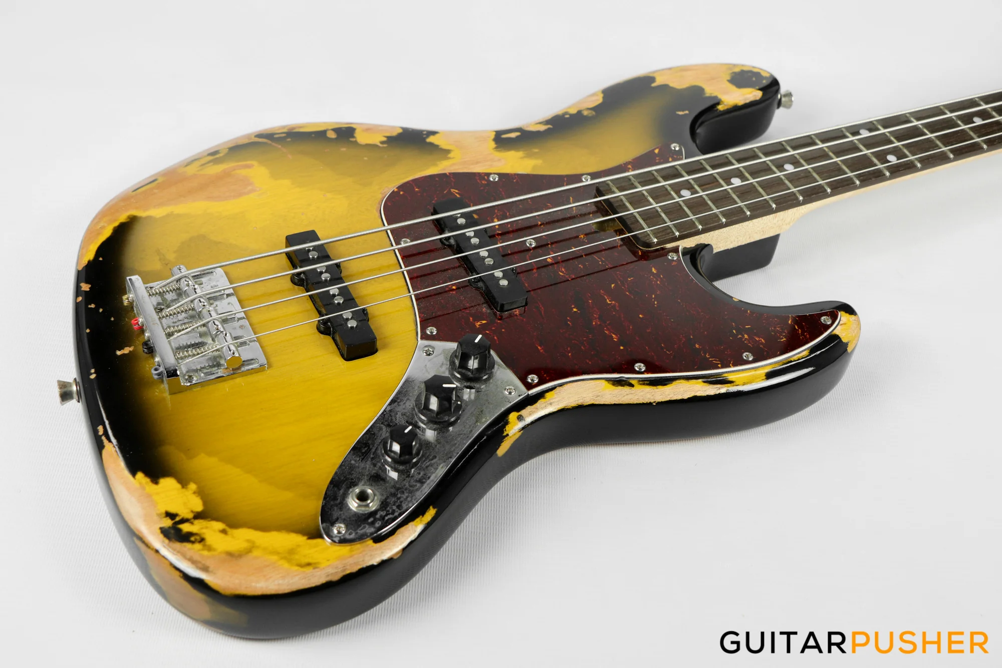 Semitone Custom JB-Style 4-String Bass Okoume Body Rosewood Fingerboard - Heavy Relic Sunburst - Image 10