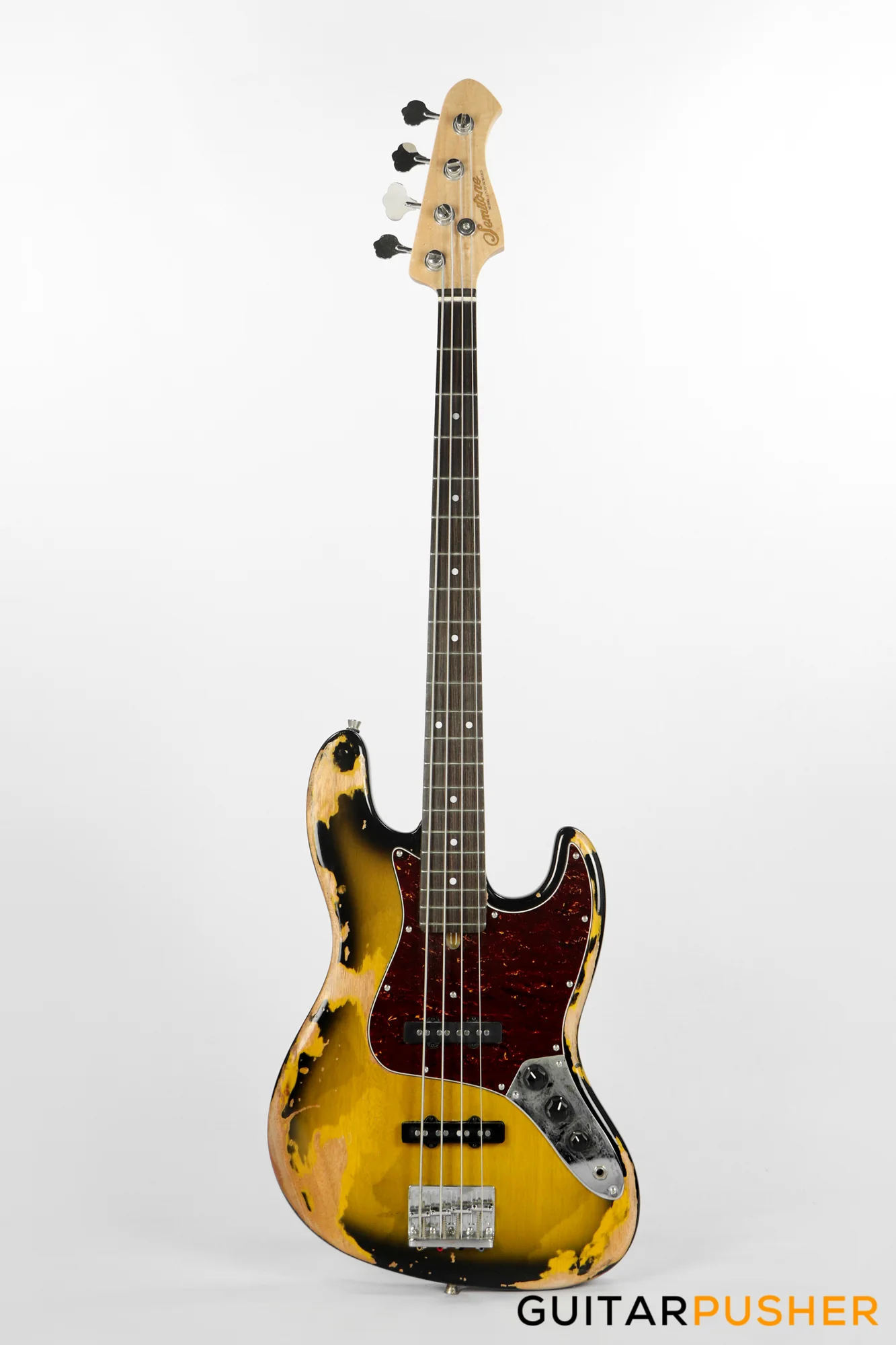 Semitone Custom JB-Style 4-String Bass Okoume Body Rosewood Fingerboard - Heavy Relic Sunburst - Image 11