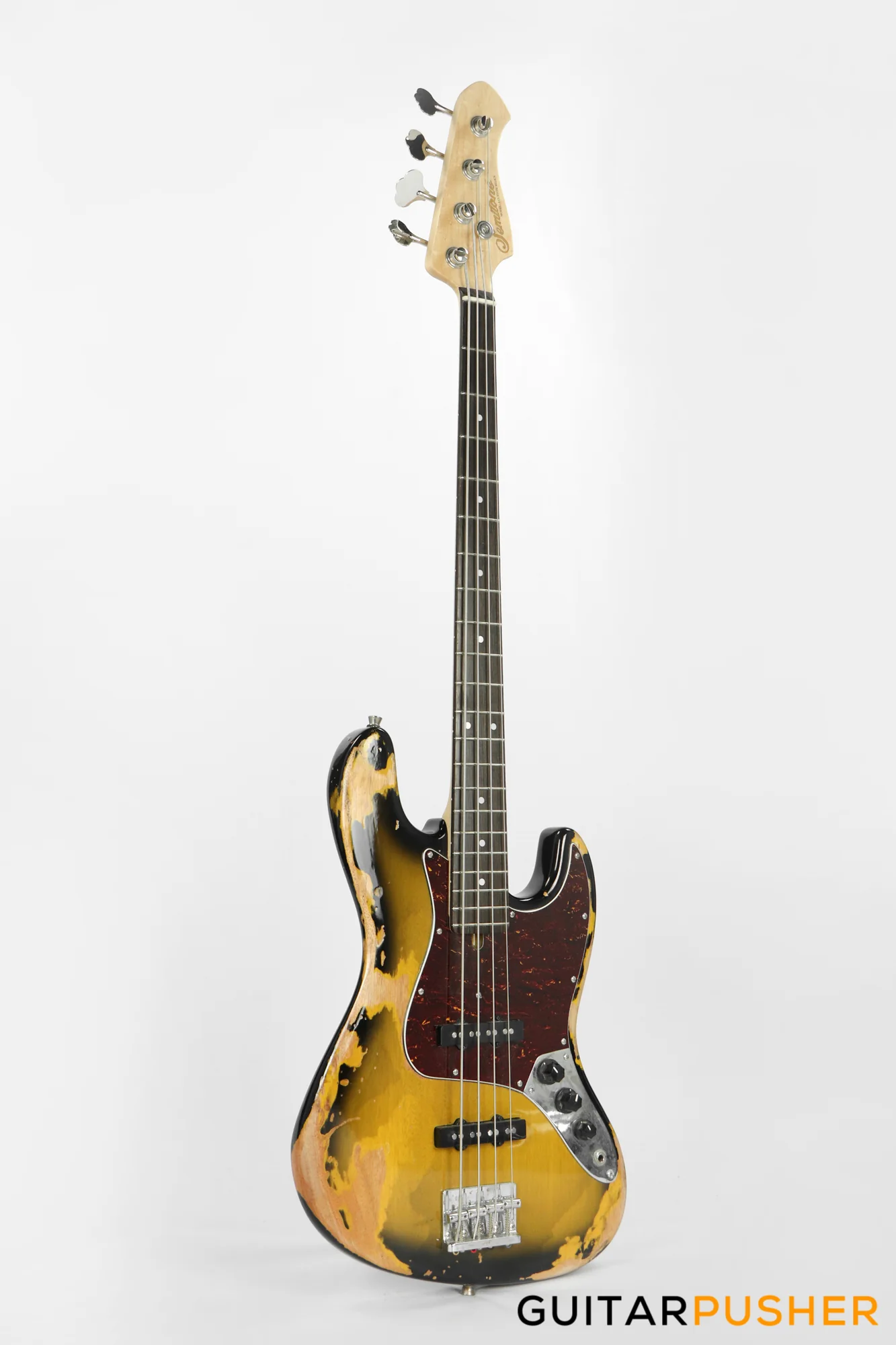 Semitone Custom JB-Style 4-String Bass Okoume Body Rosewood Fingerboard - Heavy Relic Sunburst - Image 2