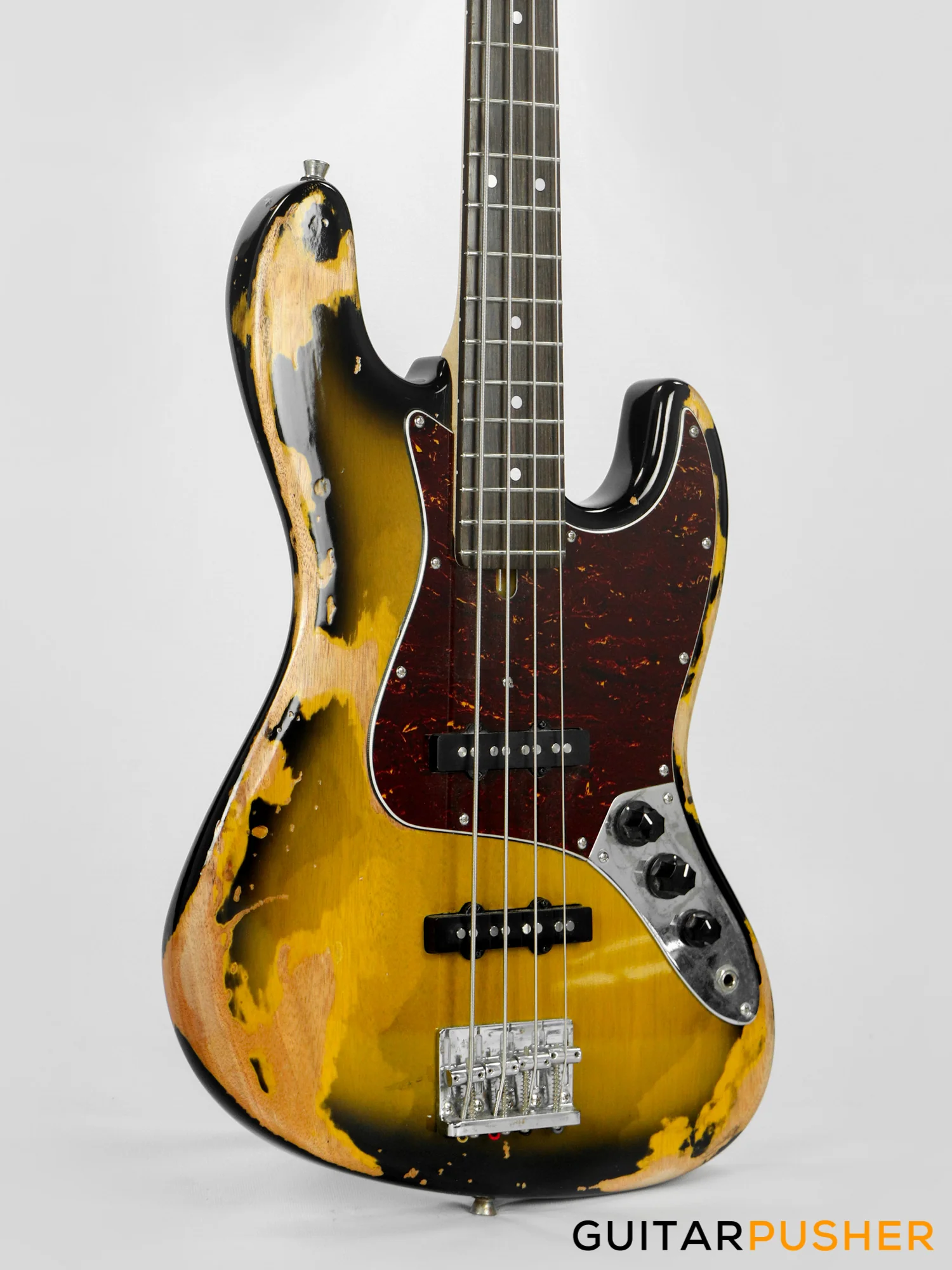 Semitone Custom JB-Style 4-String Bass Okoume Body Rosewood Fingerboard - Heavy Relic Sunburst - Image 3