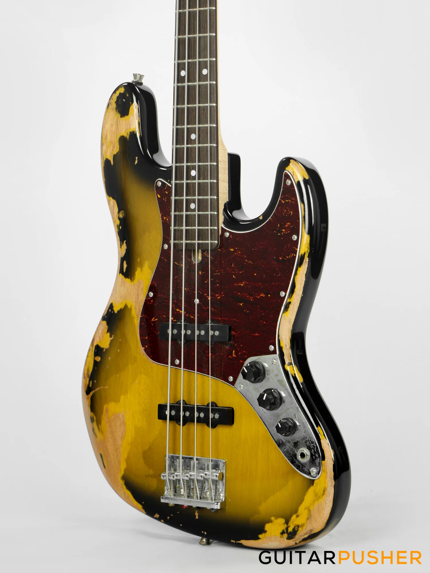 Semitone Custom JB-Style 4-String Bass Okoume Body Rosewood Fingerboard - Heavy Relic Sunburst - Image 6