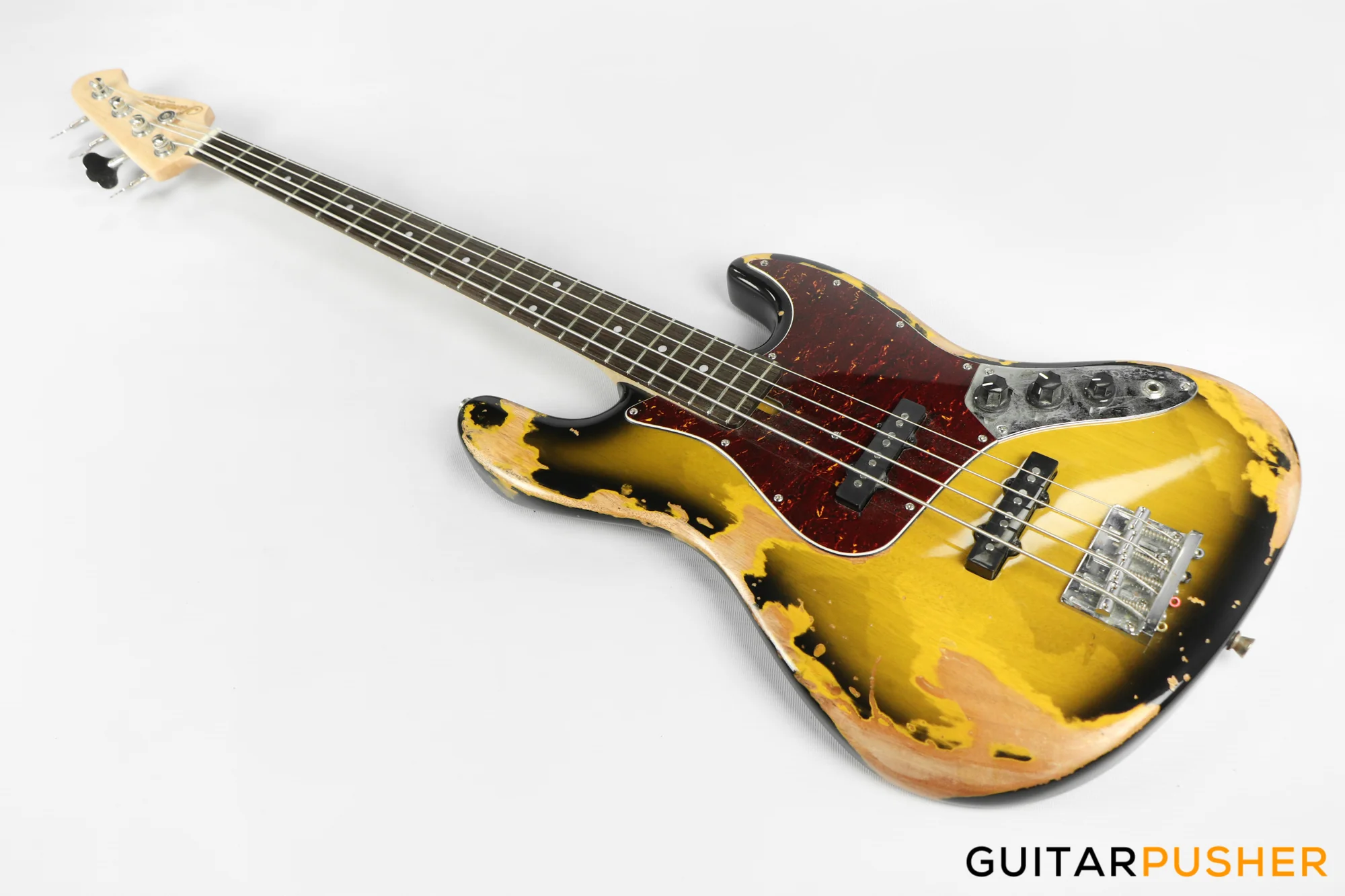 Semitone Custom JB-Style 4-String Bass Okoume Body Rosewood Fingerboard - Heavy Relic Sunburst - Image 8